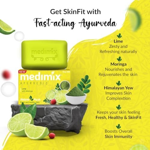 Medimix Lime Moringa Soap 125g Ayurvedic Herbal Bath Bar Vegan 5Pc Pack