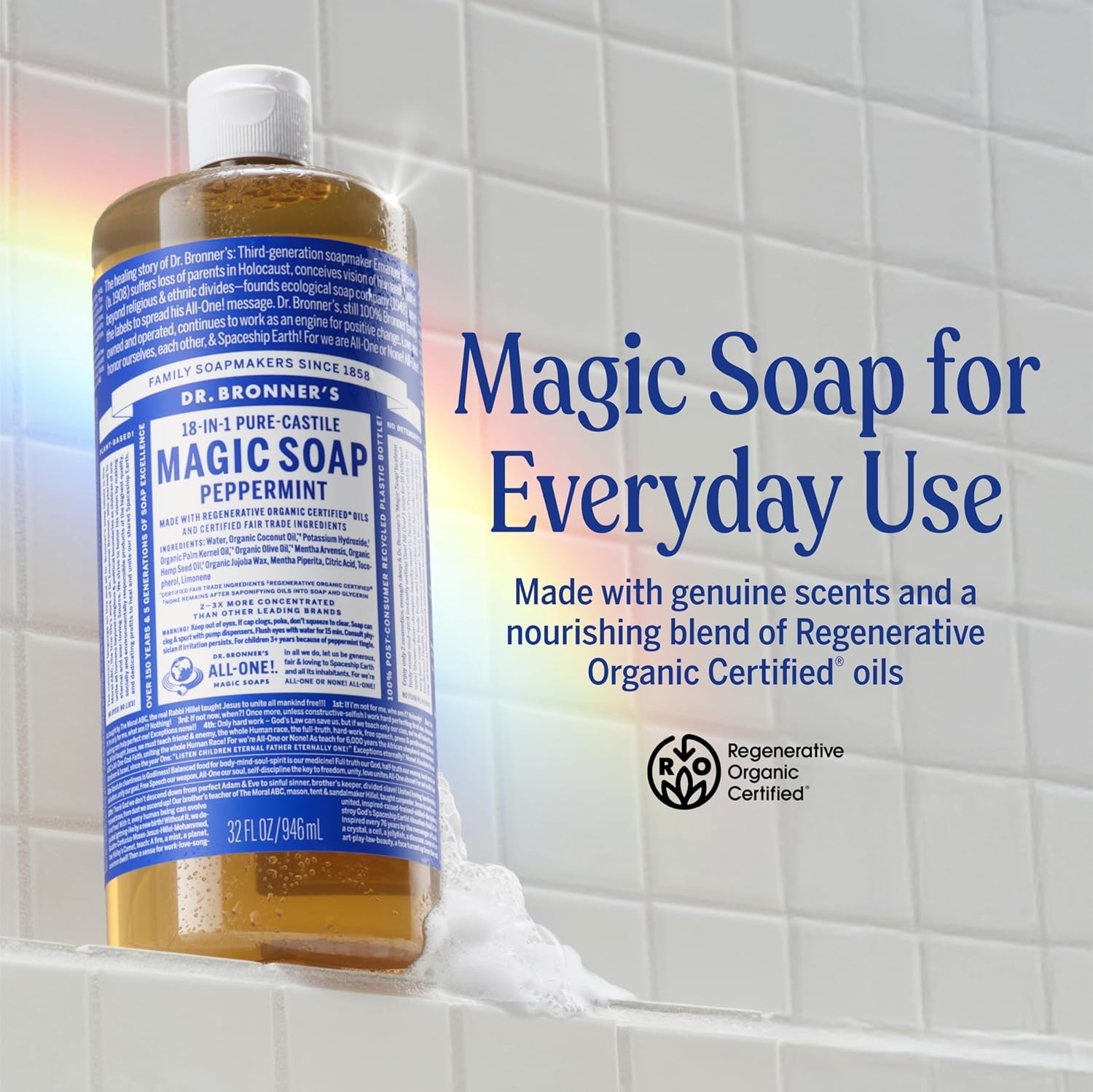 32oz Pure-Castile Magic Soap – Refreshing Peppermint for All Uses