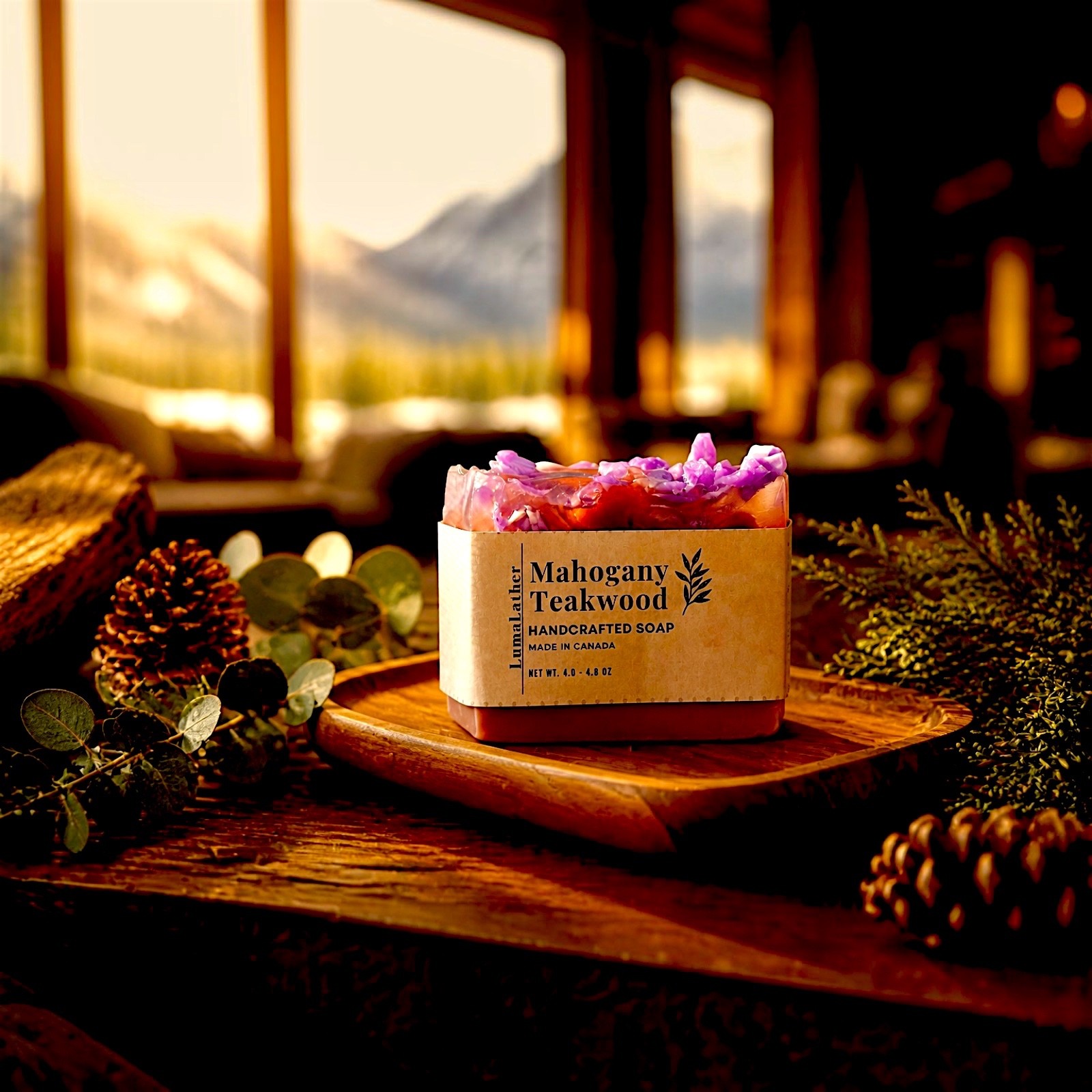 LumaLather Mahogany Teakwood Handmade Soap Bar – Moisturizing Artisan Bath Soap