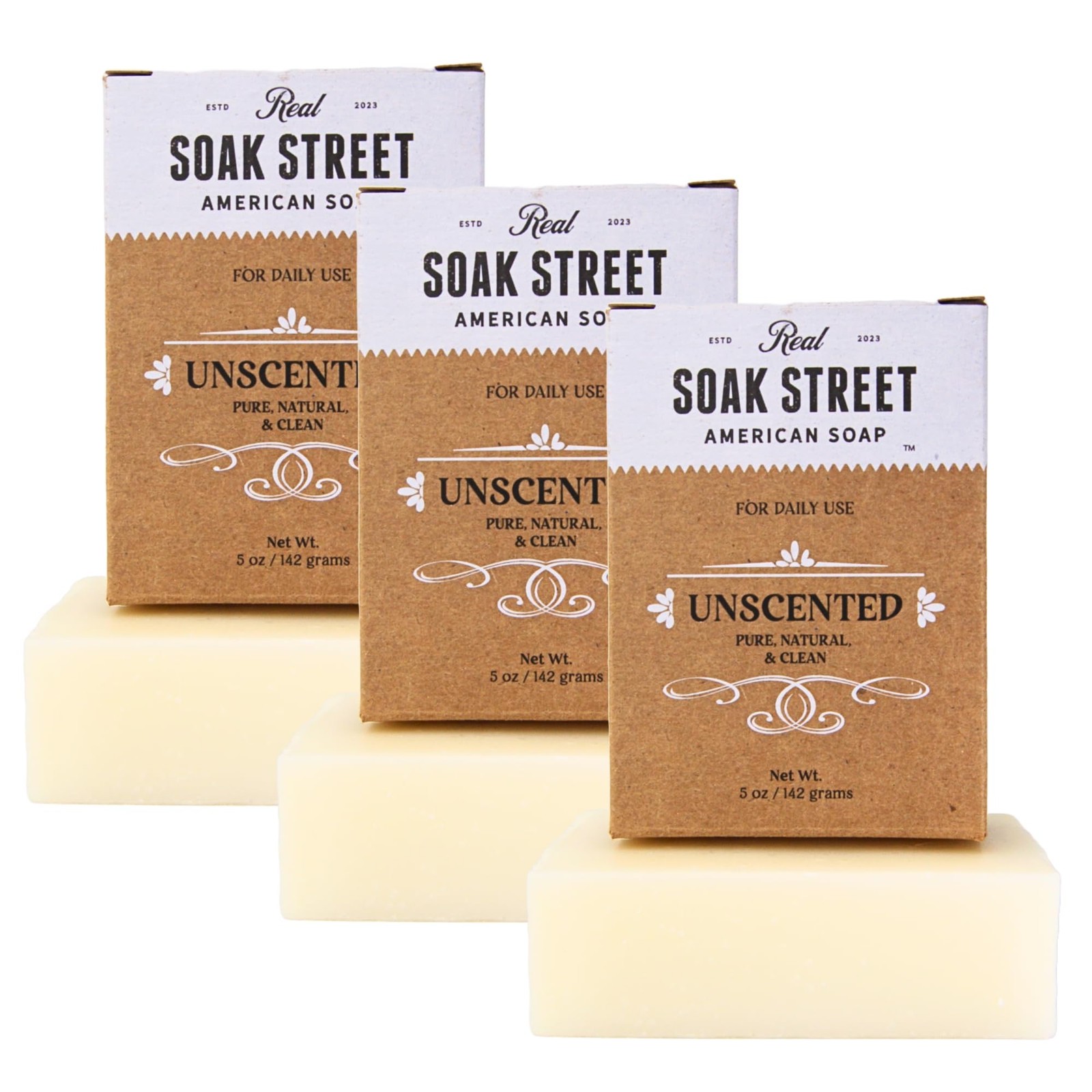 Real Soap, Clean & Unscented (3 Pack) – Long-Lasting, Moisturizing Natural Ba…