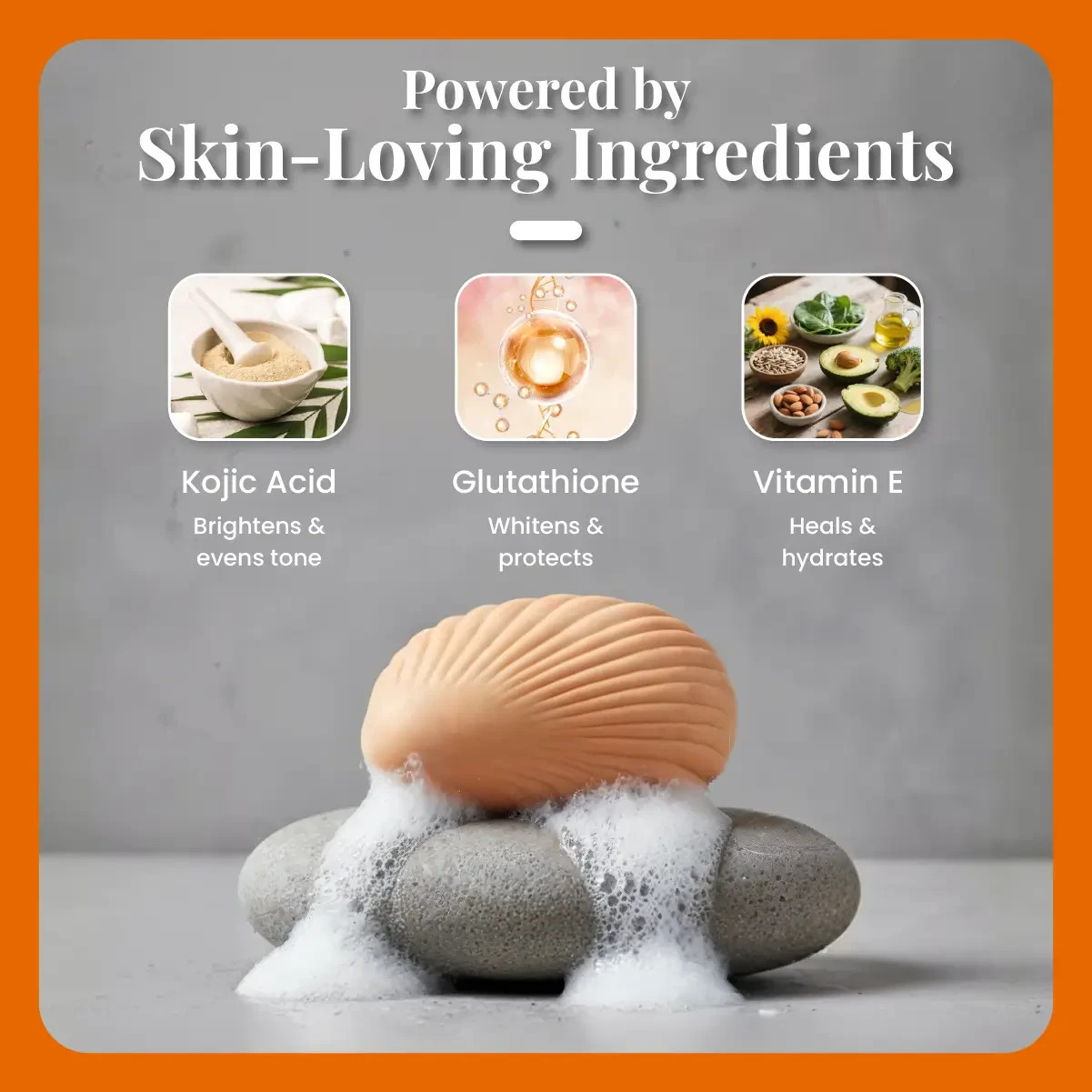 Kojic Acid and Glutathione Soap​ with Vitamin E For Glowing Skin 75GM Pack of 3