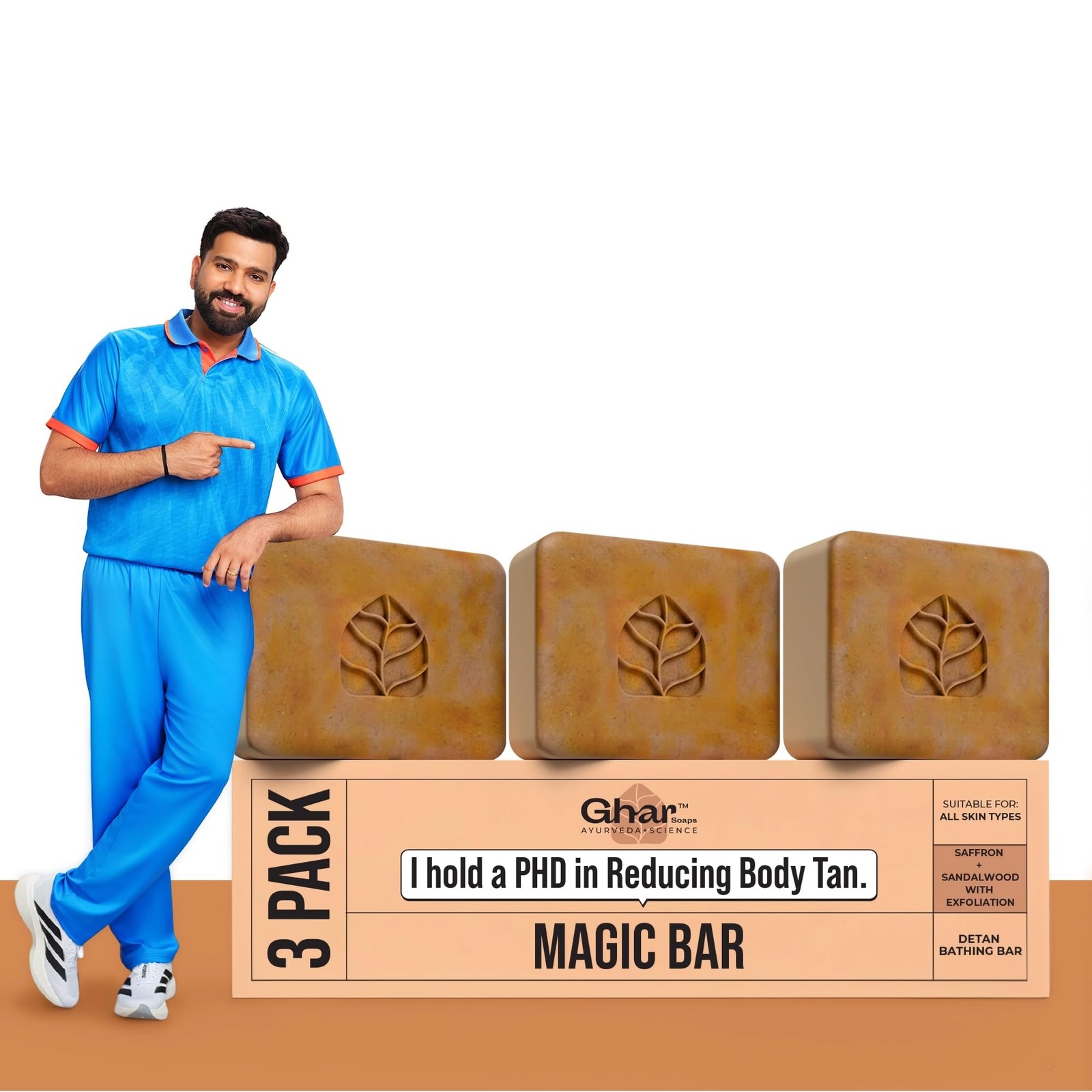 Ghar Soaps Sandalwood & Saffron Bath Soap 300g | Handmade Skin Brightening
