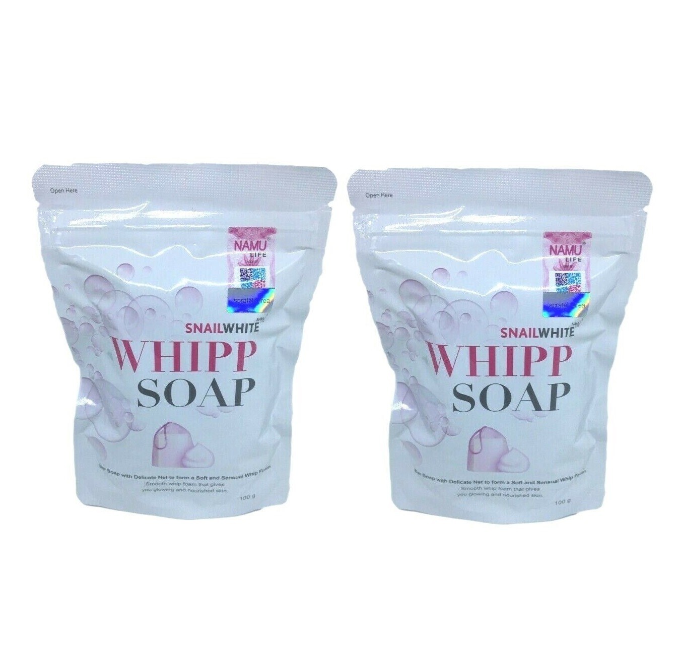 2 x Snail White Whipp Soap Bar Foam with Delicate Softening White Namu Life 100g