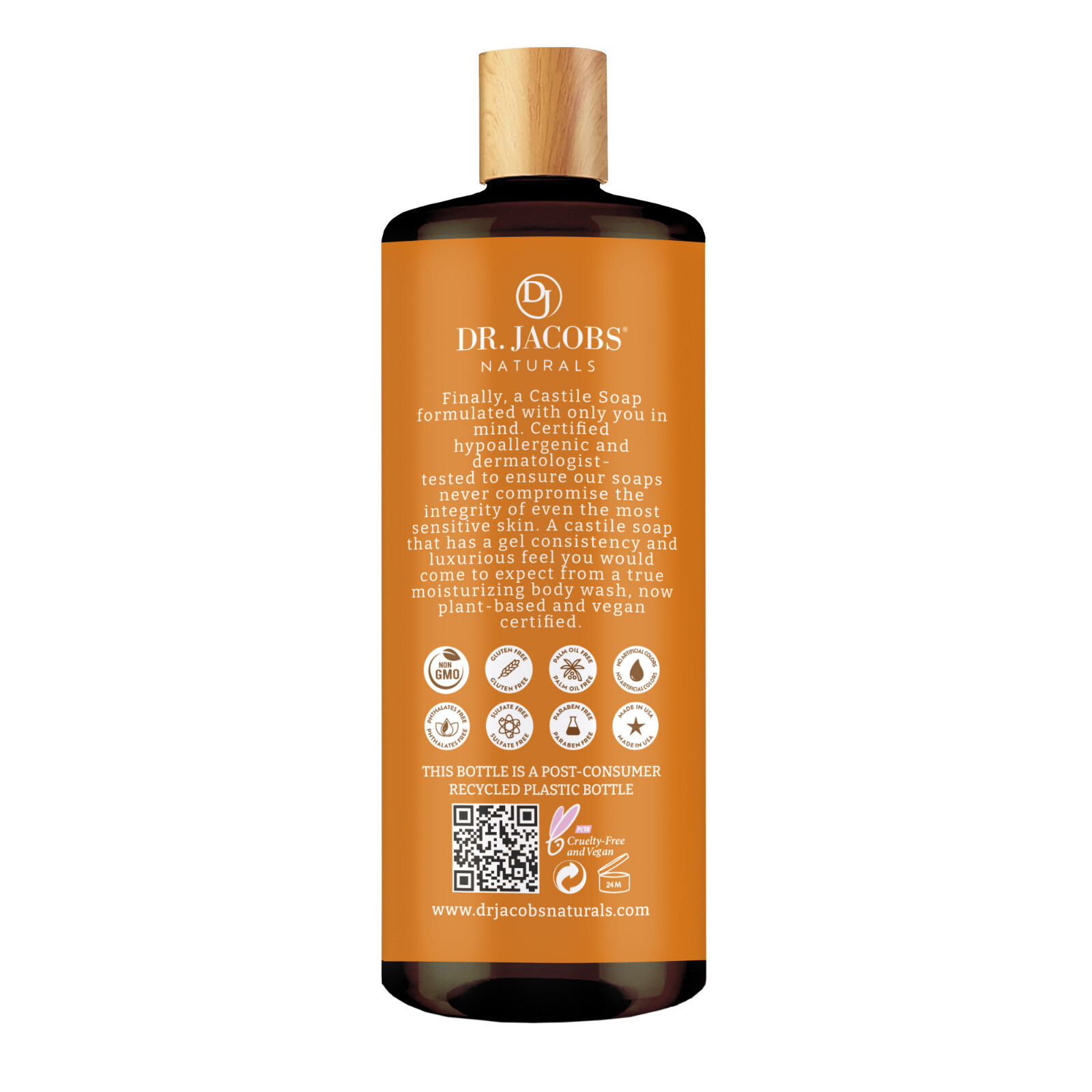 Dr Jacobs Naturals 32oz Orange Ginger Castile Body Wash Soap Plant-Based