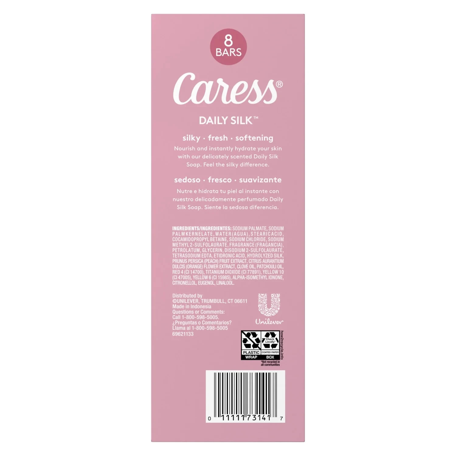 Caress Moisturizing Beauty Bar, Daily Silk, 30 Oz (3.75oz x 8), 8 count