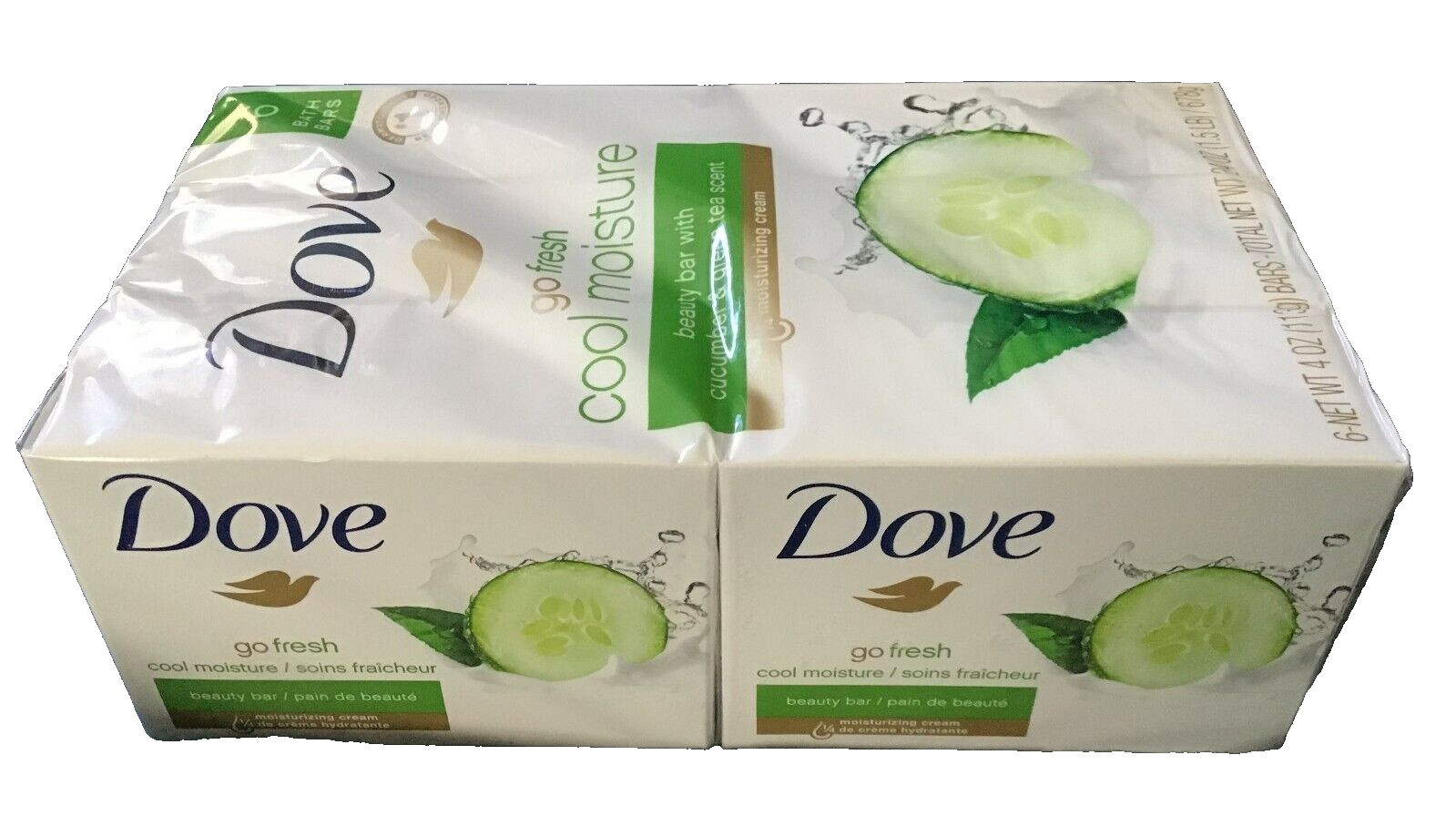 Dove Go Fresh Cool Moisture Beauty Bath Bar Moisturizing Cream 4 oz x 6 Bars NEW