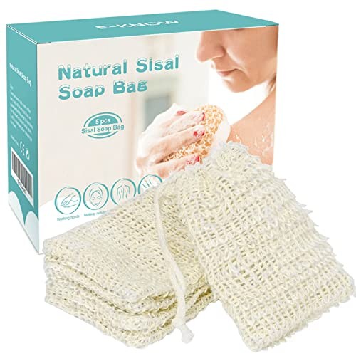 Soap Bag Natural Sisal Soap Saver, Zero Waste Plastic-free Soap Net, 5 Pack