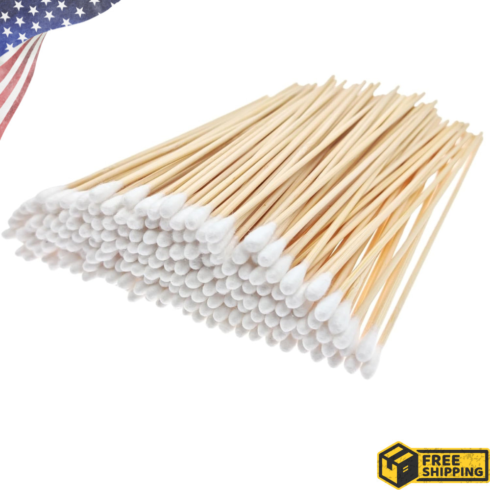 200pc Cotton Swabs Swab Q-tips 6″ Long Wood Medical Grade Manufacturer Sealed