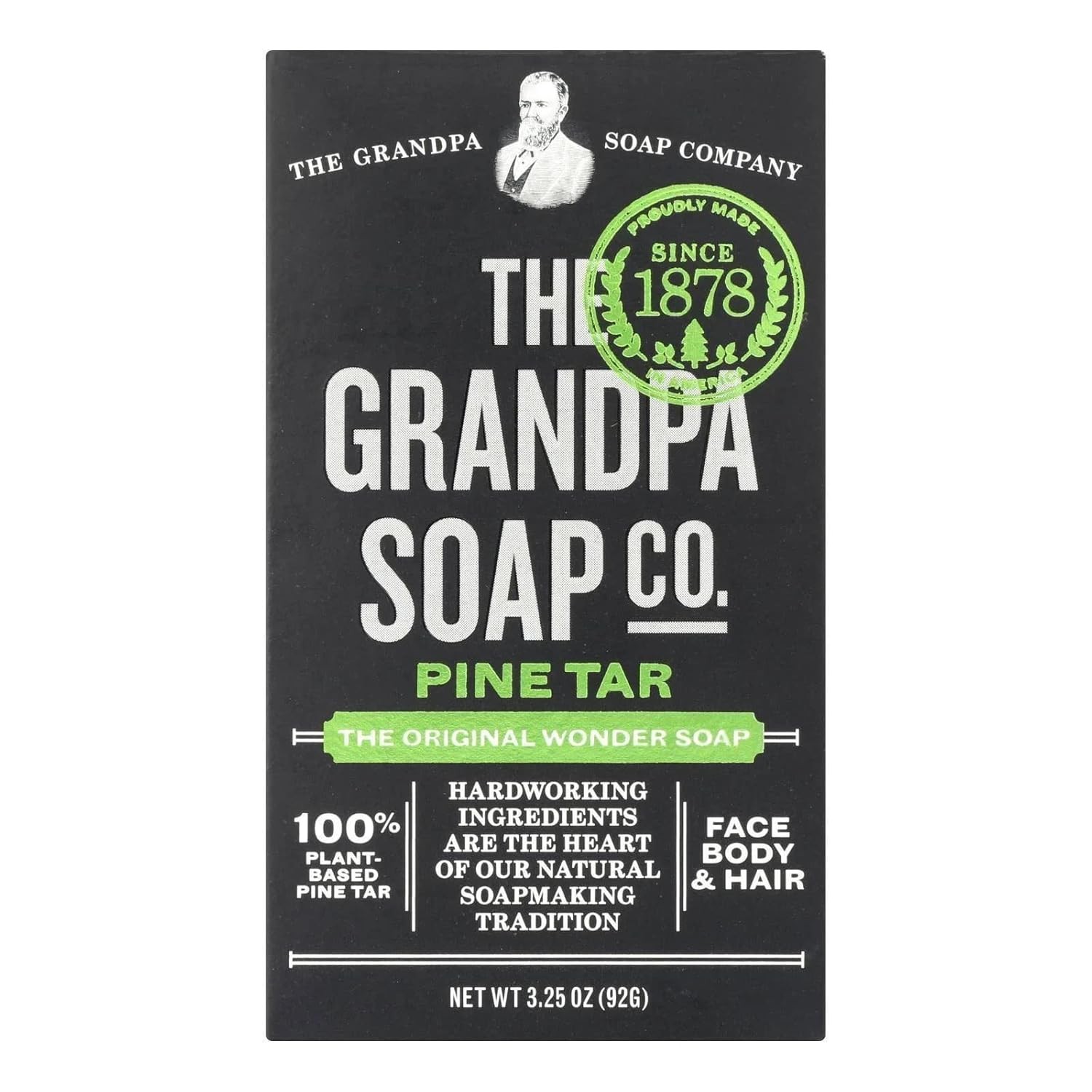 Pine Tar Soap Bar 4.25 Ounce Handmade Natural Grandpa Pine Tar Soap Bar