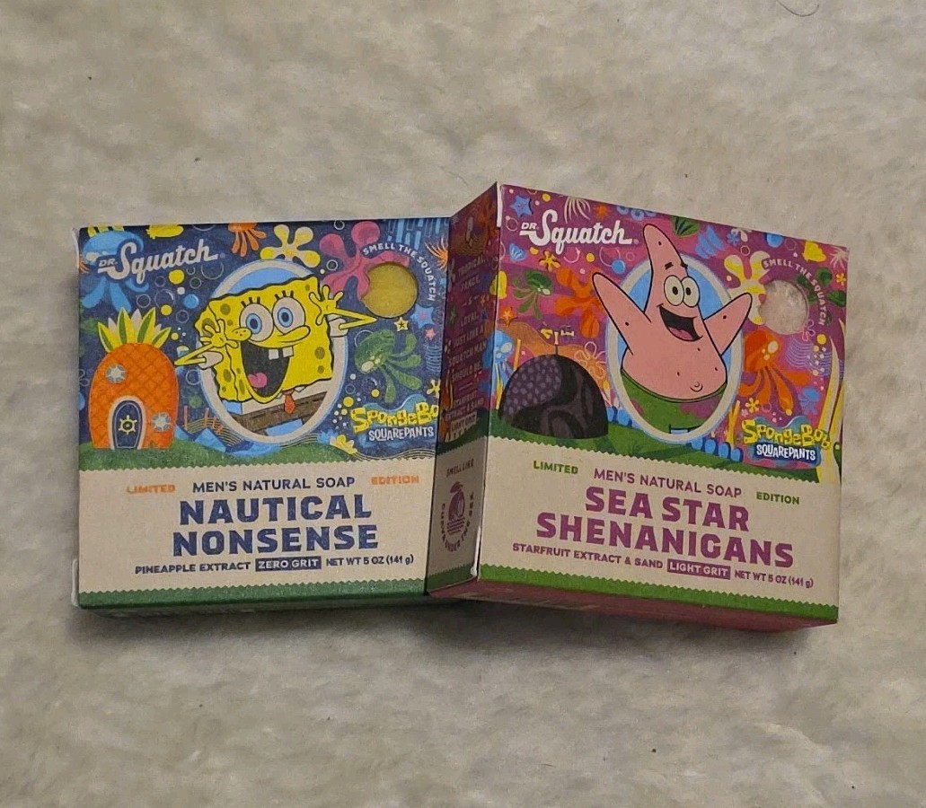 Dr Squatch Limited Edition SPONGEBOB SQUAREPANTS & PATRICK 2pc HTF!