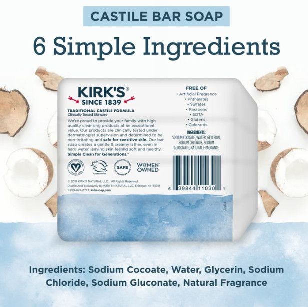 Kirk’s Original Fresh Scent Gentle Castile Soap 4 Ct Pack