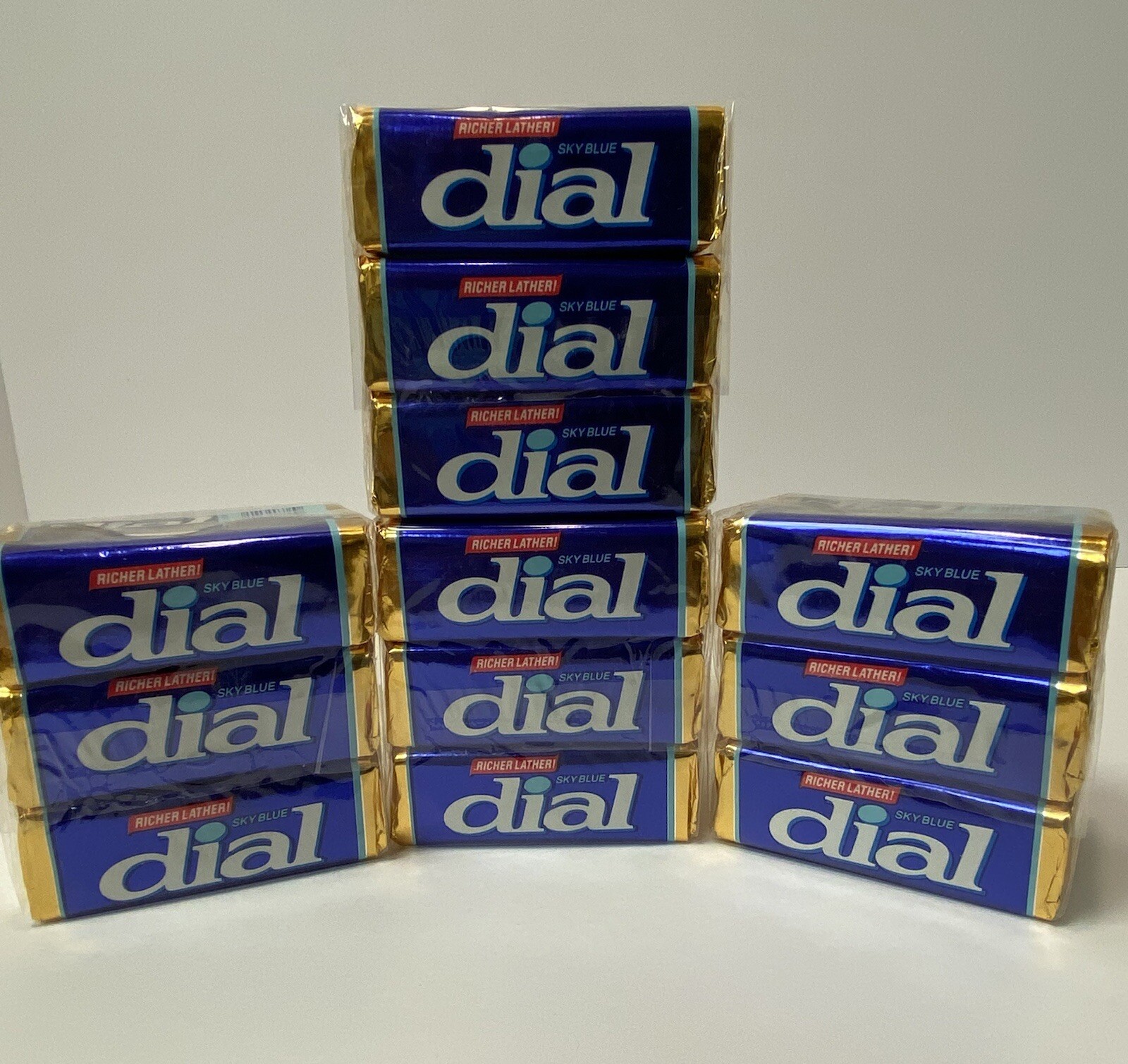 12 NOS Bars Vintage 80s Dial SKY BLUE Bar Soap 3.5oz each Movie /Television Prop