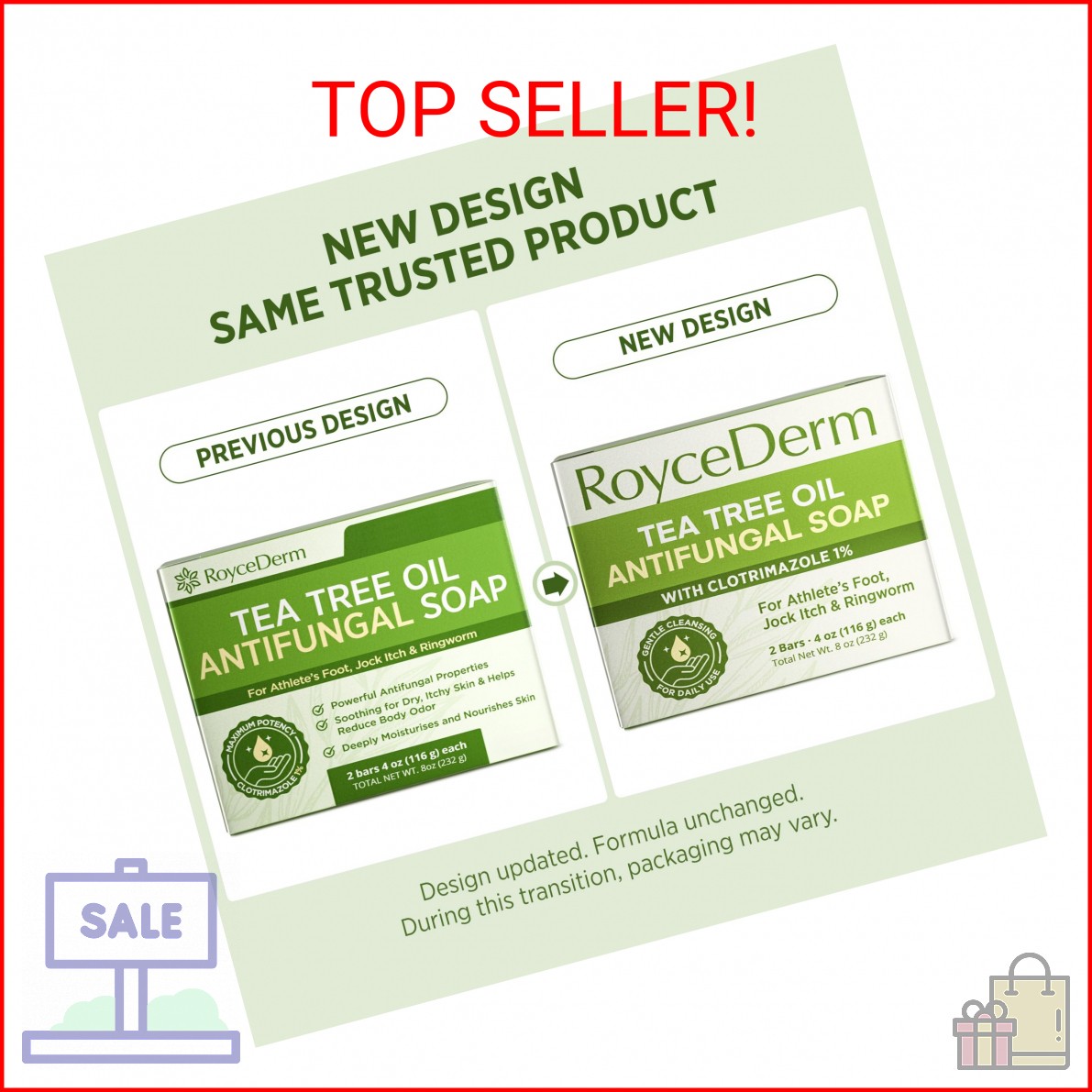 Roycederm Antifungal Bar Soap – Tea tree Oil Soap – Athlete’s Foot Treatment for