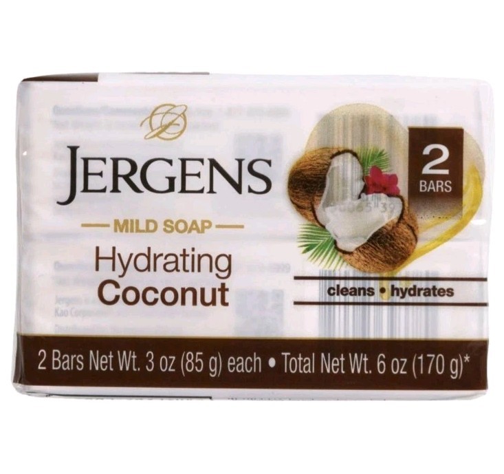 🤎 JERGENS 🤎 (2-BARS) 3 Oz 🥥🫧 ●HYDRATING COCONUT● 🥥🫧 ≈HYDRATING≈ Mild Soap.