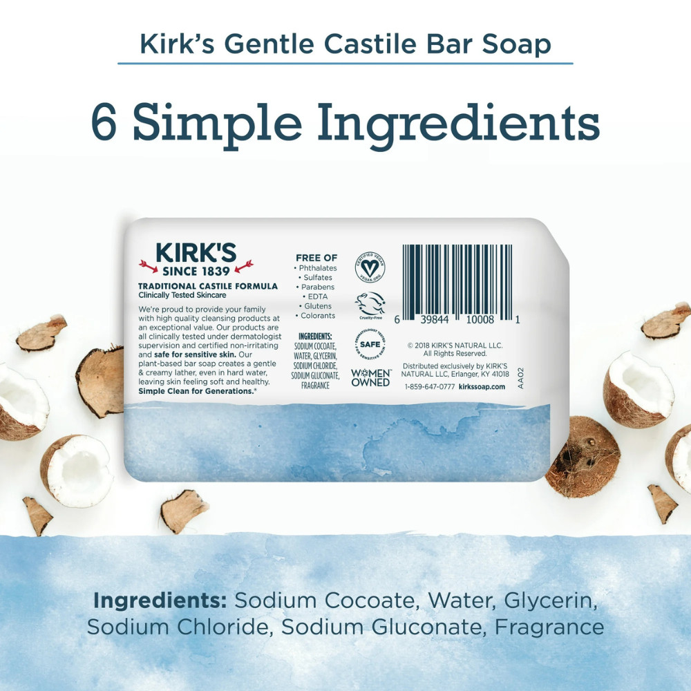 (16 Pack) Kirk’s Original Fresh Scent Gentle Castile Soap Simple, Gentle, Clean