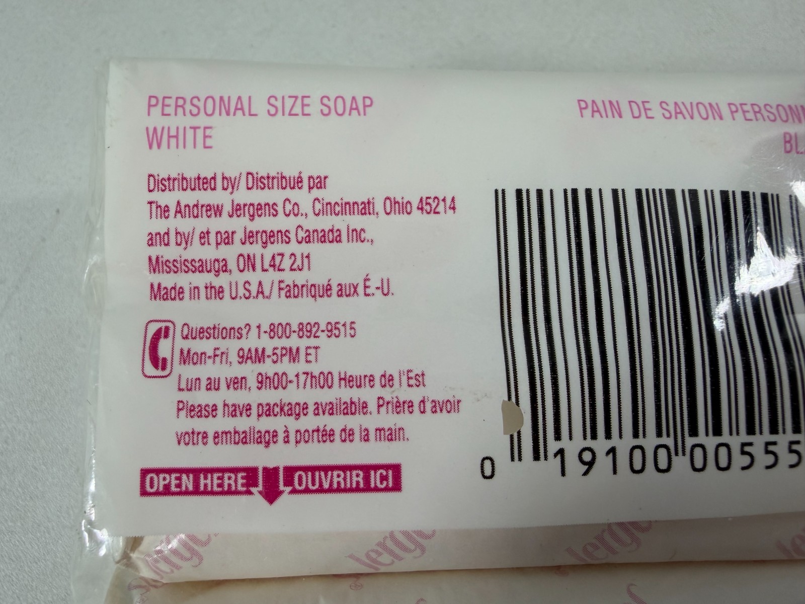 Vintage Jergens Mild Soap Bars White 6 Personal Size Bars (3 Oz Each) Total 18oz