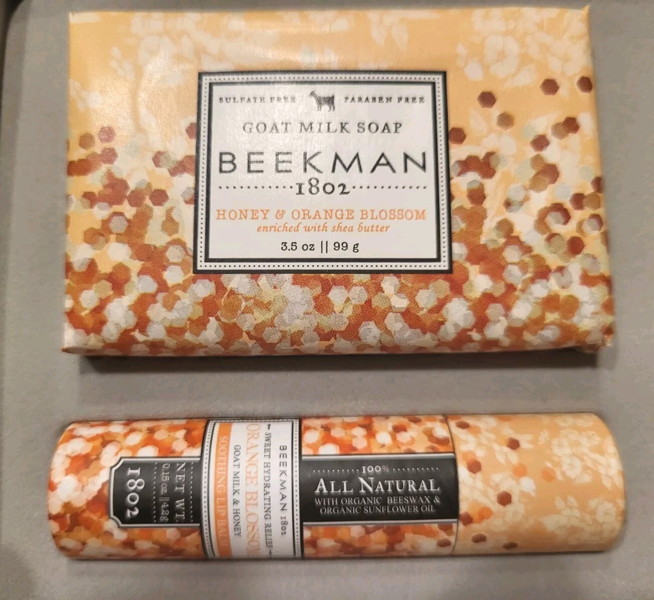 Beekman 1802 Honey & Orange Blossom Goat Milk Bar Soap 3.5oz & Lip Balm Set