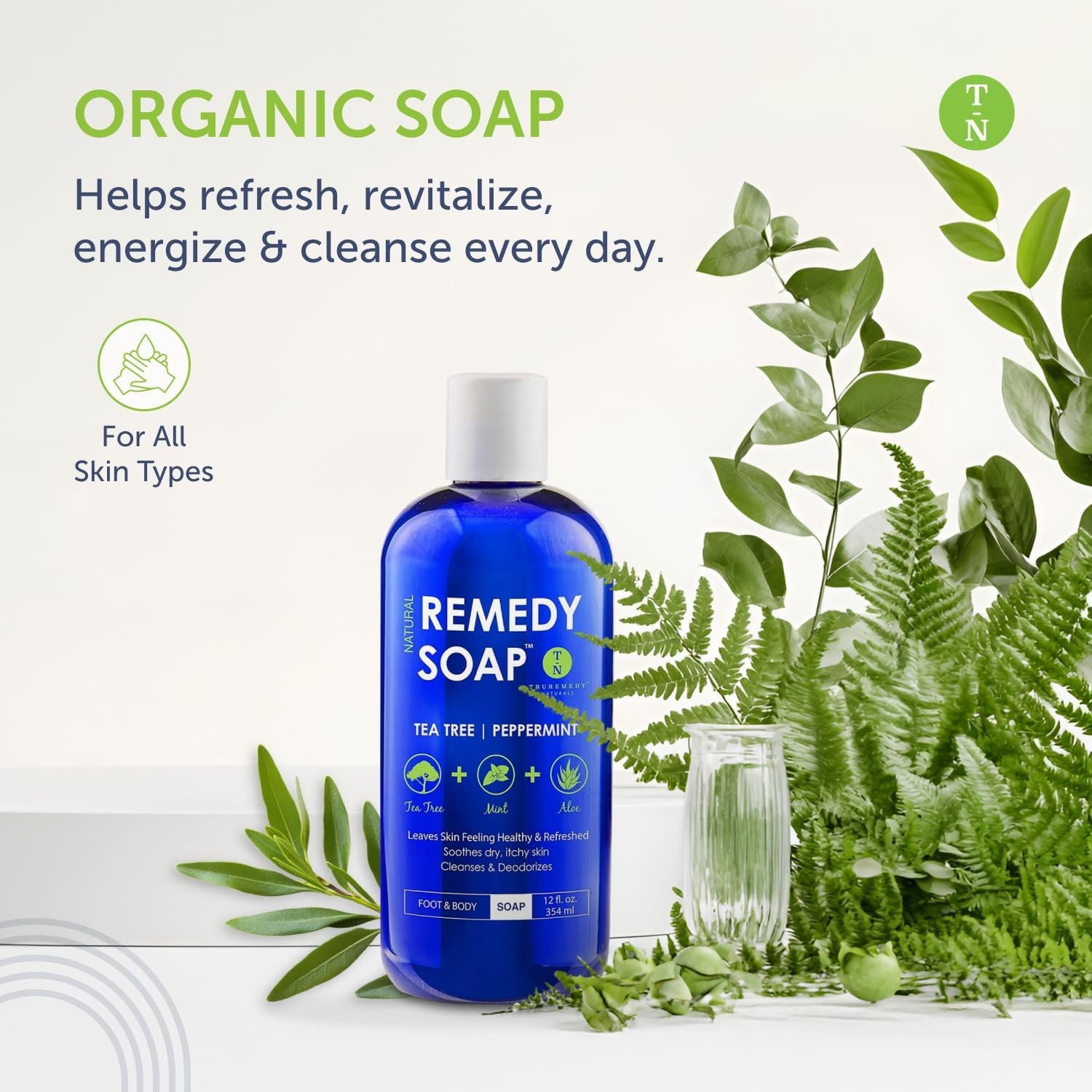Truremedy Naturals Remedy Tea Tree Oil Body Wash – 12 oz Refreshing Cleanser for