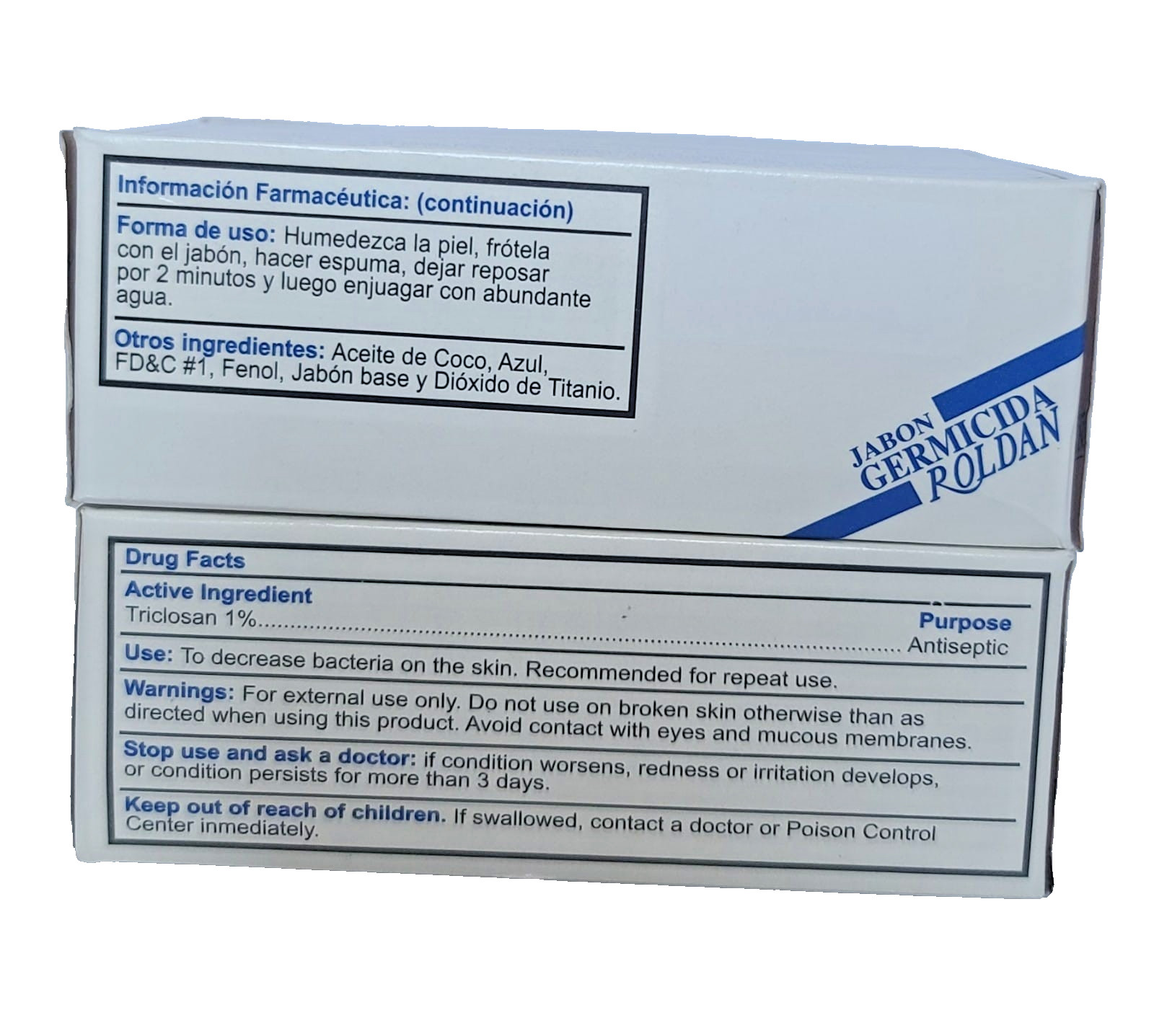 Roldan Antimicrobial Soap Blue 1% 2.63oz Deep Clean Disinfect Skin Bar
