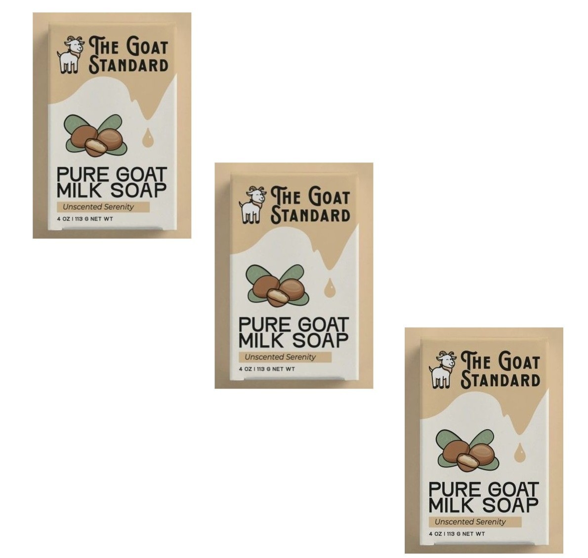 Goat Milk Soap Unscented Serenity (3-4 oz bars) Handcrafted Gentle Nourishing