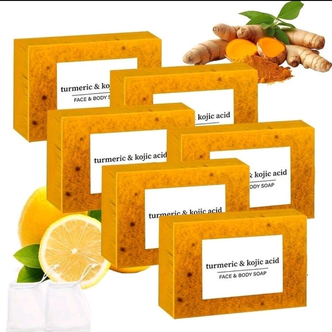 6pcs Lemon Turmeric Soap Turmeric, Kojic &Honey Glow For All Skin Tones