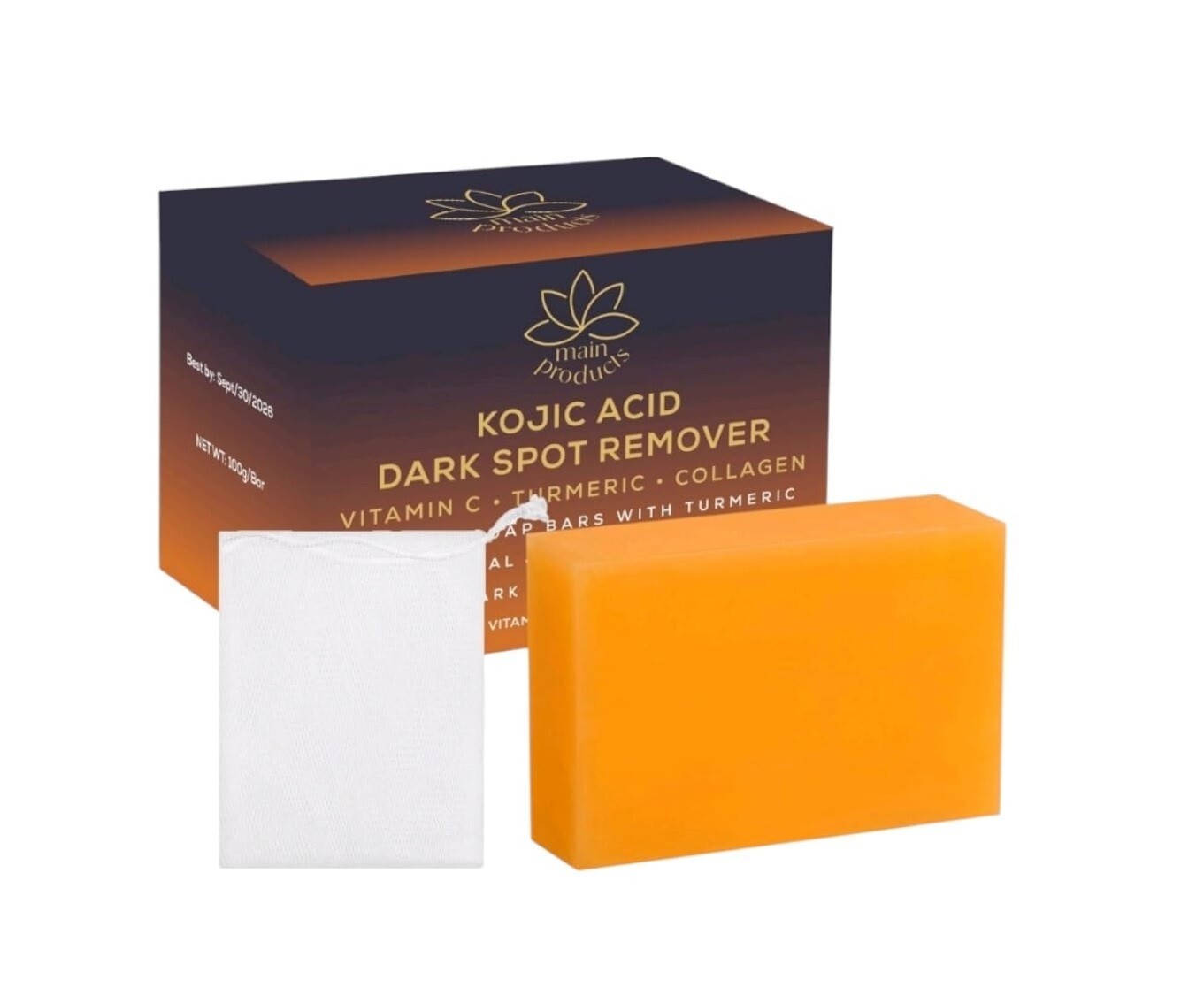 Kojic Acid Dark Spot Remover Soap Bars Vitamin C, Turmeric, Collagen 100g bar