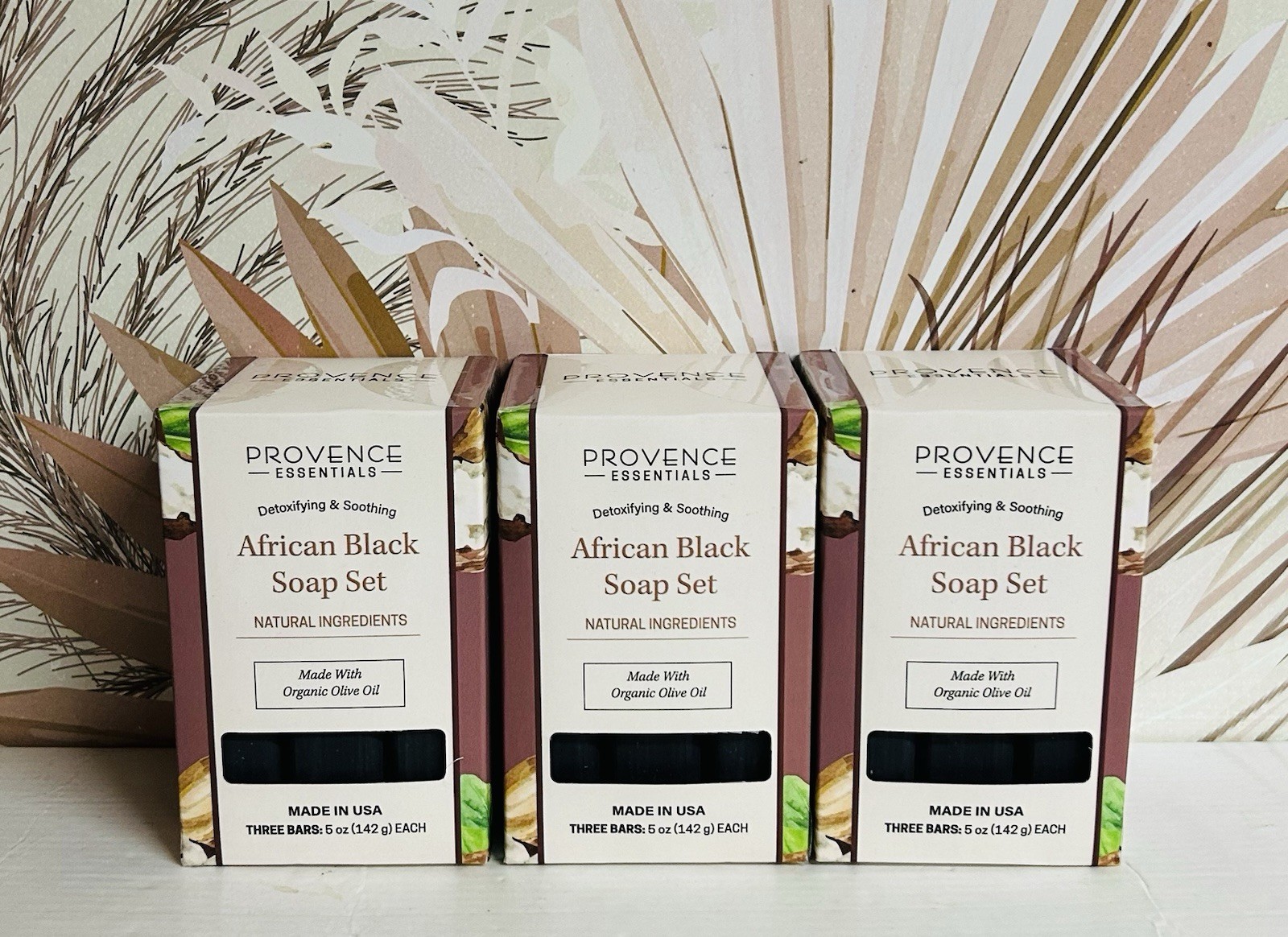 3-Pack Provence Essentials ~ African Black Soap Set 9 Bars 5 oz Each