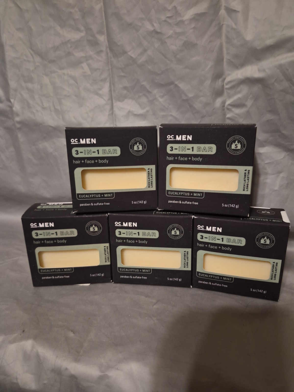 OC Men 3-In-1 Hair Face Body Bar Eucalyptus Mint 5 Oz Bar X5 New In Box BD