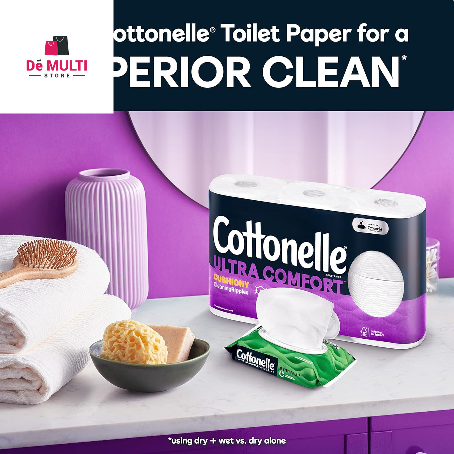 Cottonelle GentlePlus Flushable Wet Wipes, 4 Flip-Top Packs (168 Total Flushable