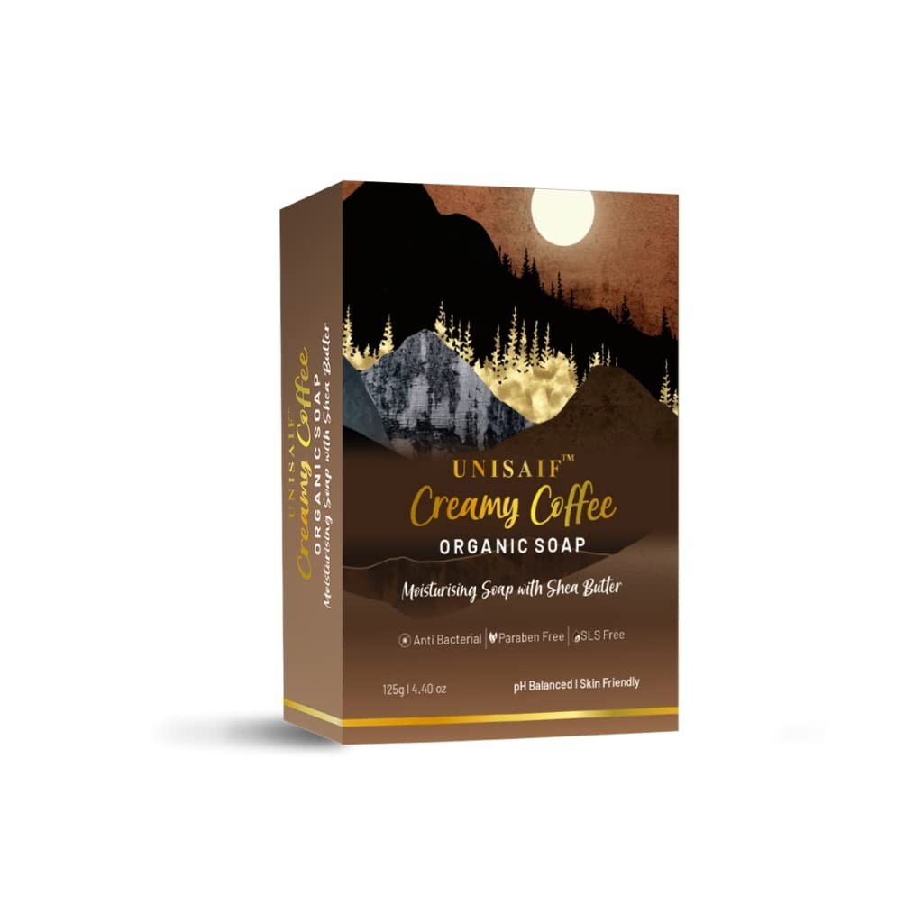 Unisaif Creamy Coffee Organic Body Soap Bar, Moisturizing Soap With Shea Butter