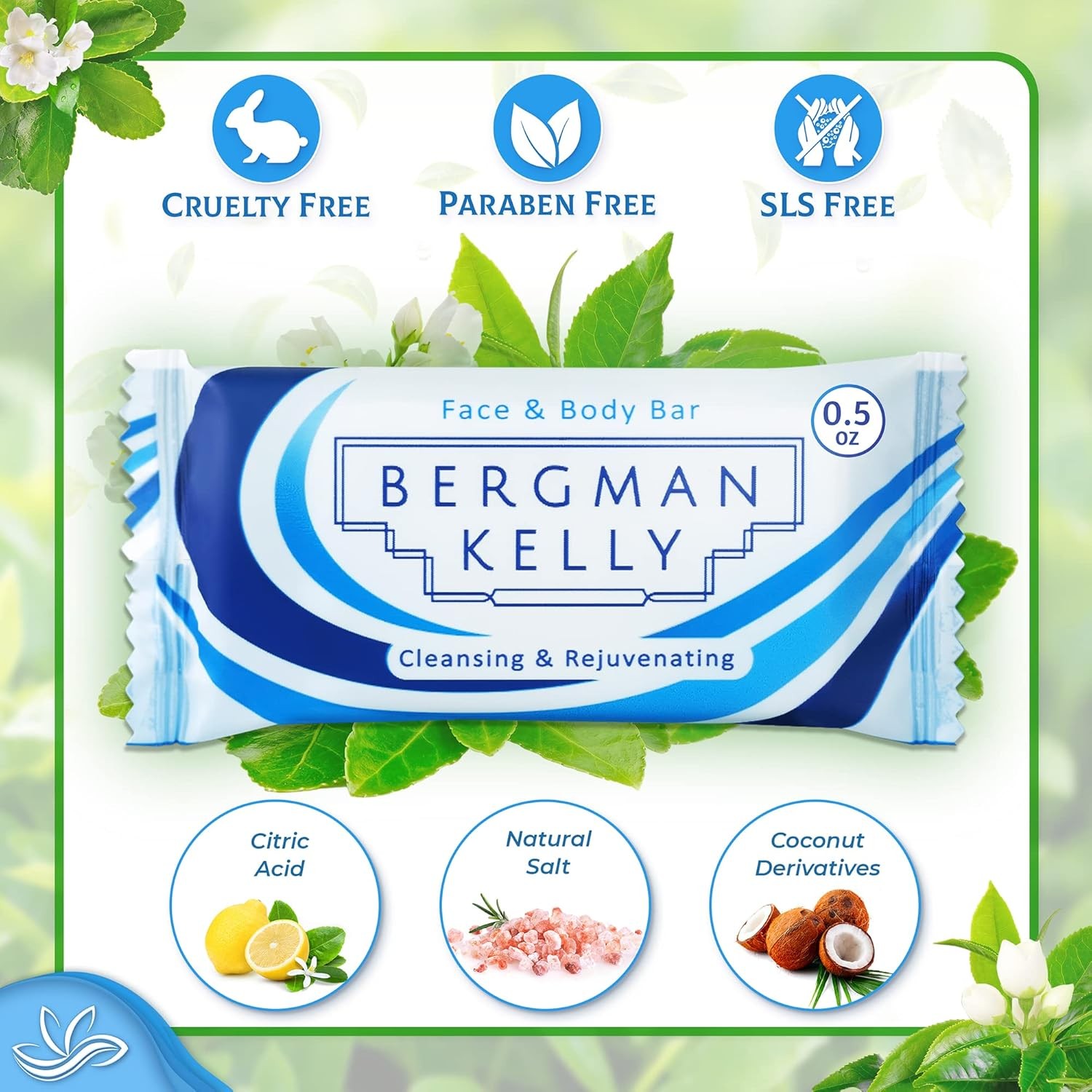 BERGMAN KELLY Travel Soap Bars (0.5 Oz, 100 PK, White Tea), Travel Size Luxury