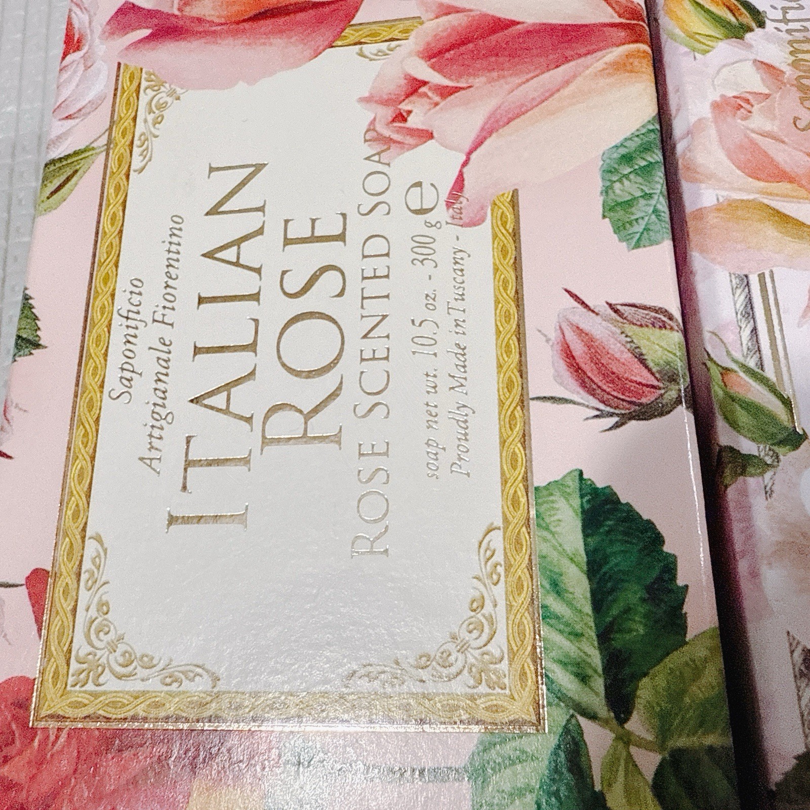 2pcs SAPONIFICIO ARTIGIANALE Fiorentino Italian Rose Garden Scented Bar Soap Box