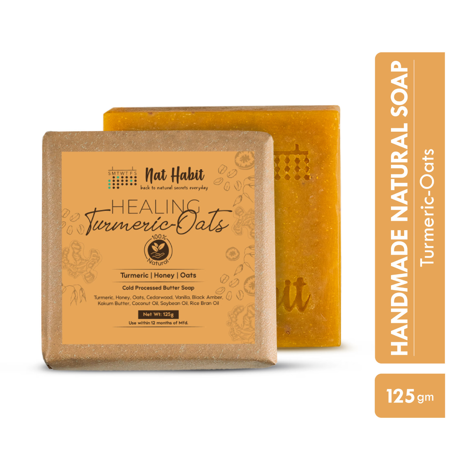 Nat Habit Healing Turmeric Oats Cold Processed Soap (125 g) free shipping