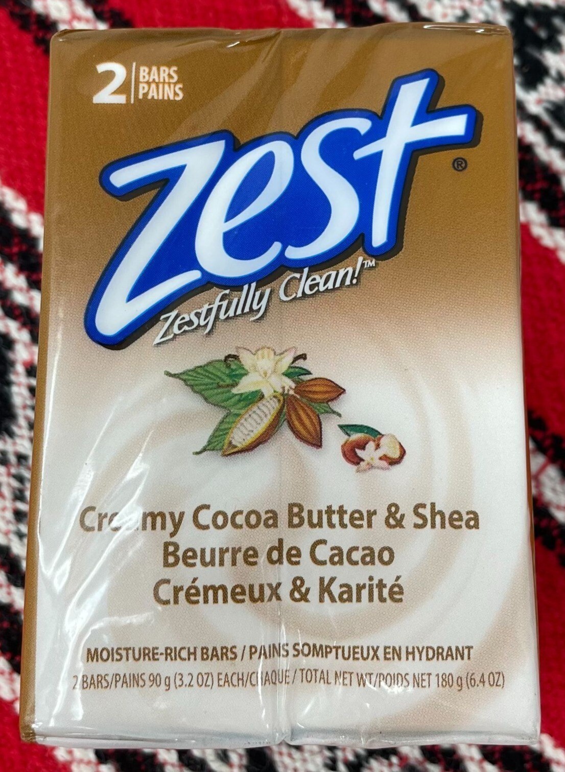 Zest Cocoa Butter & Shea Moisture-Rich Bar Soap 2-Pack 3.2 Oz Each Old Packaging