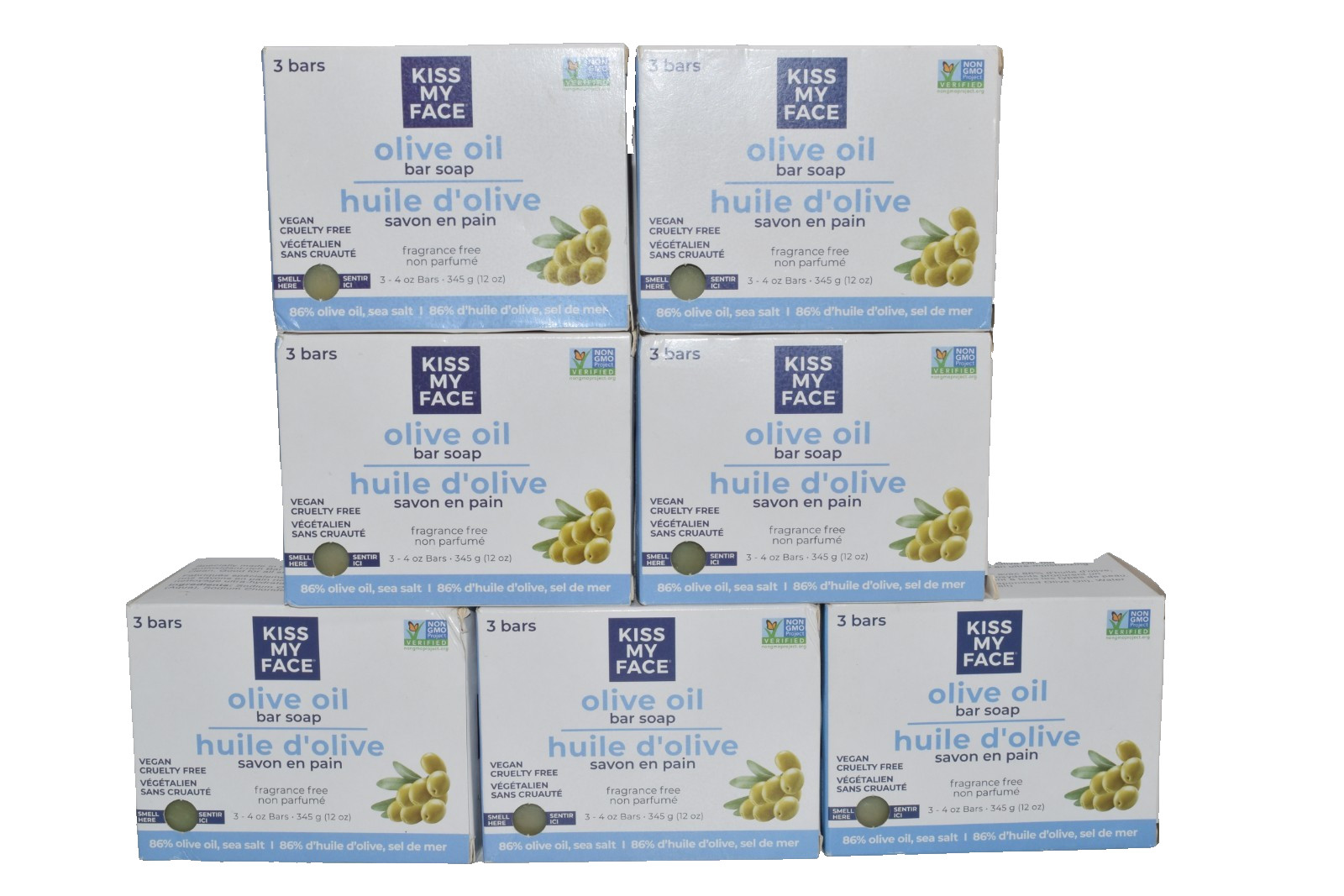 Kiss My Face Olive Oil Bar Soap Fragrance Free Sea Salt 4 oz Bars (Pack of 21)
