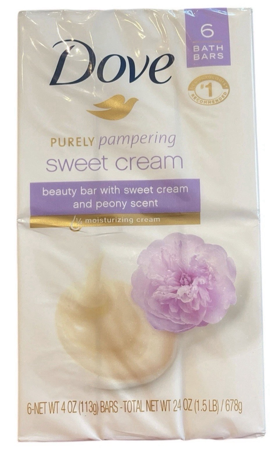 Dove Bar Soap – Sweet Cream and Peony – 1 Package Of 6 Bars – 4OZ 6 BARS