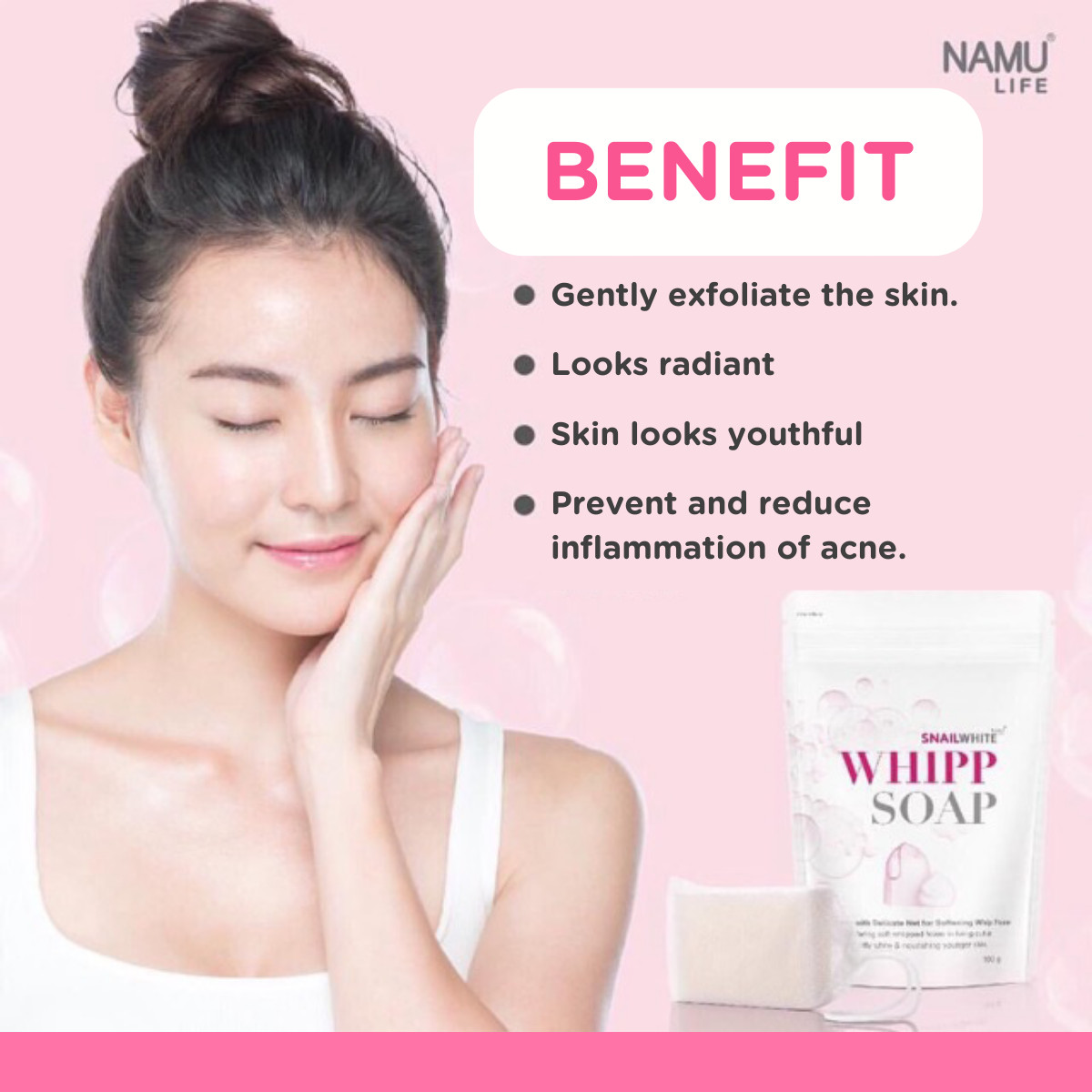 3 x Whipp Soap Bar Foam Whipp Delicate Net Softening Gently Skin 100g SNAILWHITE