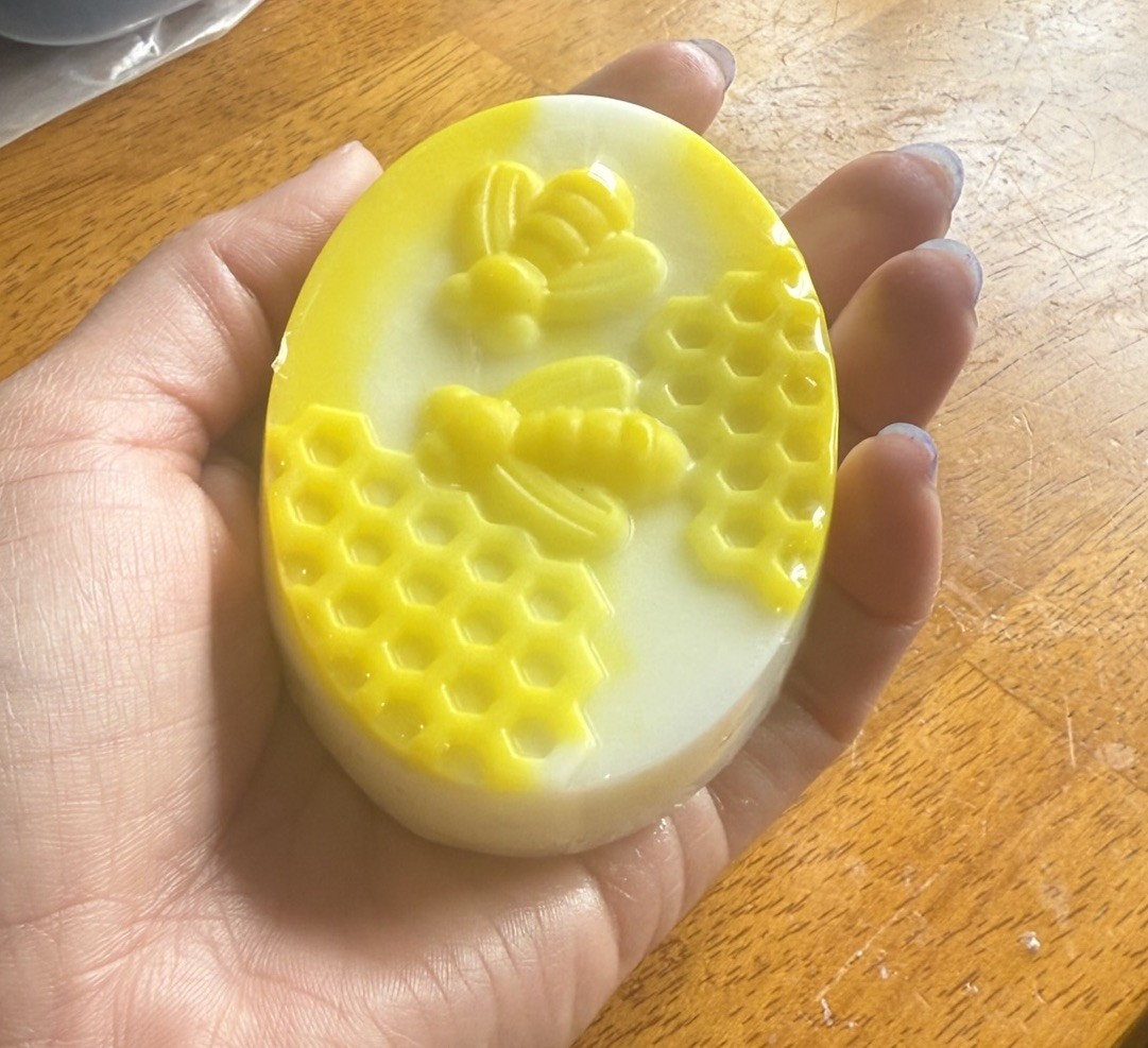 Bee and Honeycomb Patter handmade Body Bar Soap Yellow White All Natural Unisex