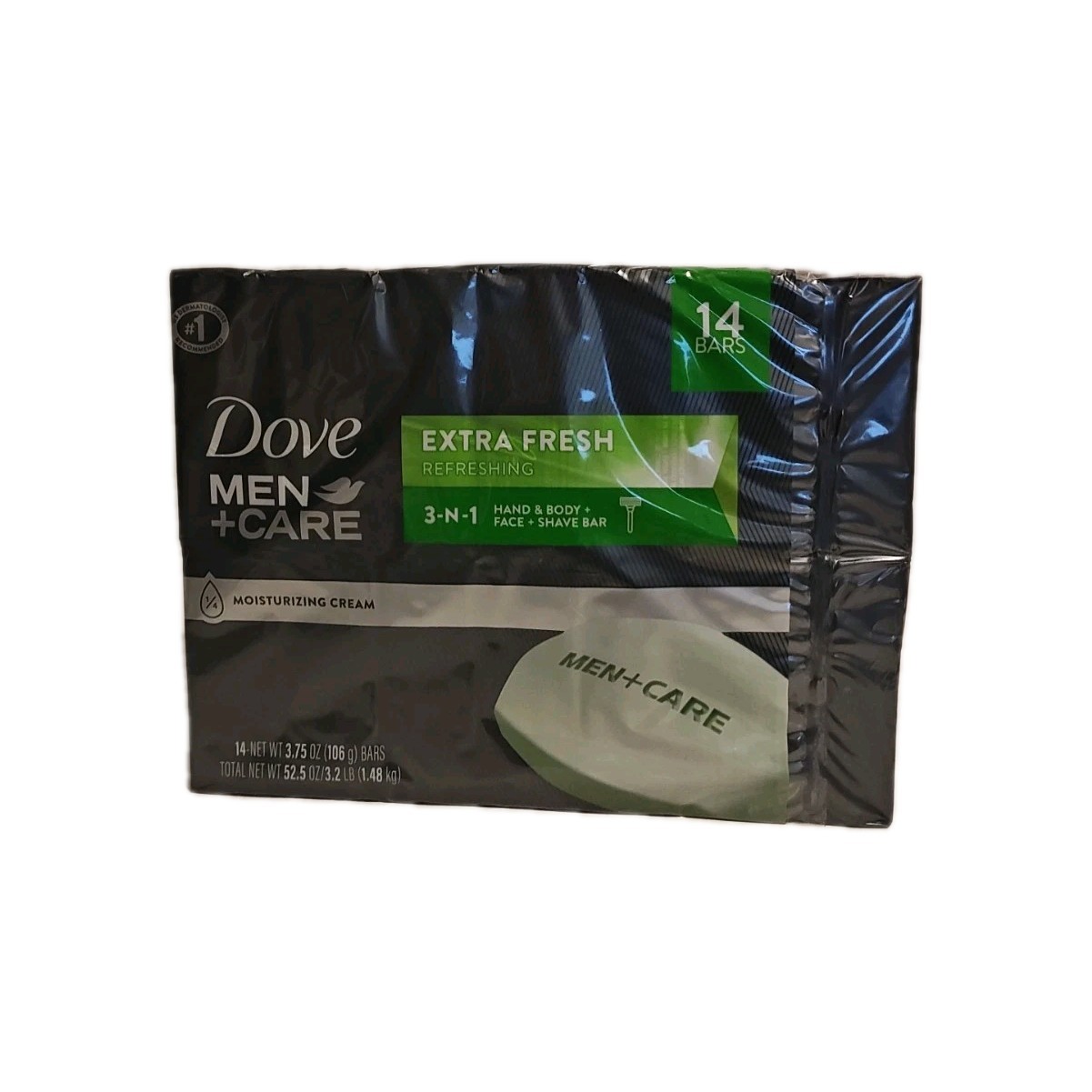 Dove Men+Care 3-in-1 Body Face Shave Bar Soap Extra Fresh 14 Pack 3.75oz Each