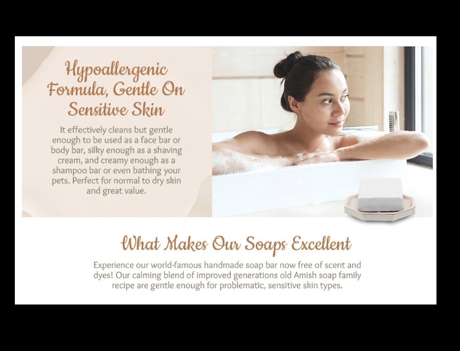 Amish Farm Worlds Best Quality Bar Soap Fragrance Free No Dyes (Pack of 5 Bars)