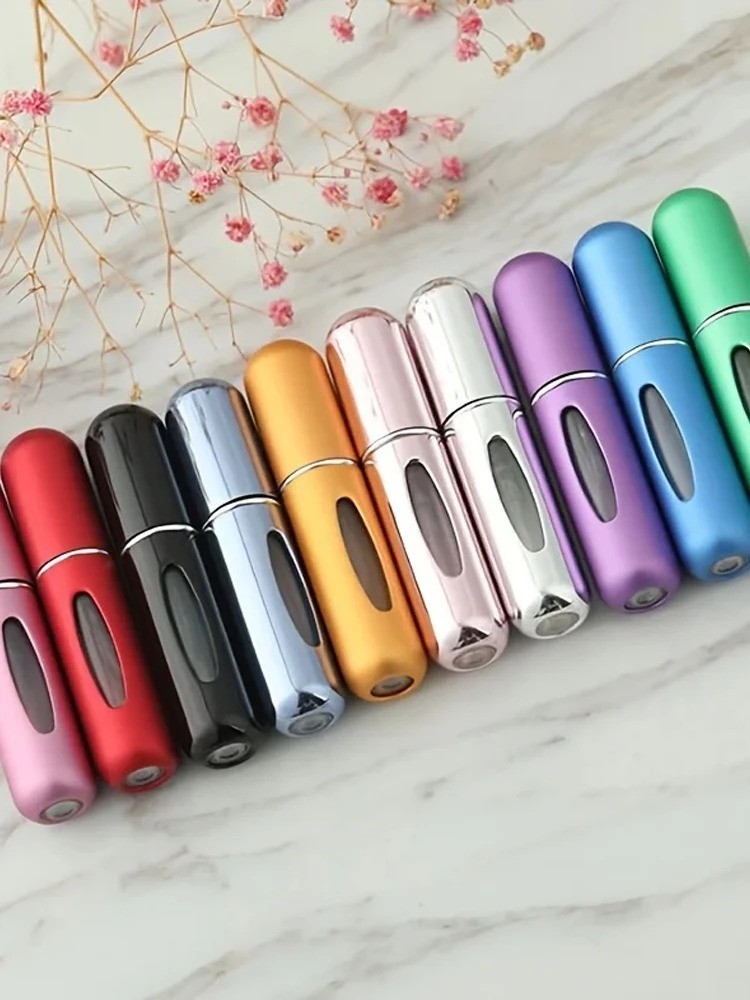 5 Pcs Refillable Travel Portable Perfume Atomizer Bottle Spray Pump Case 5ML
