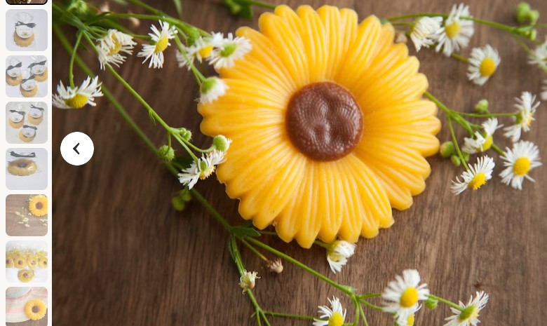 Fower-Shaped Body Bar Soap for Body, Yellow & Brown Floral, Men Women Teens
