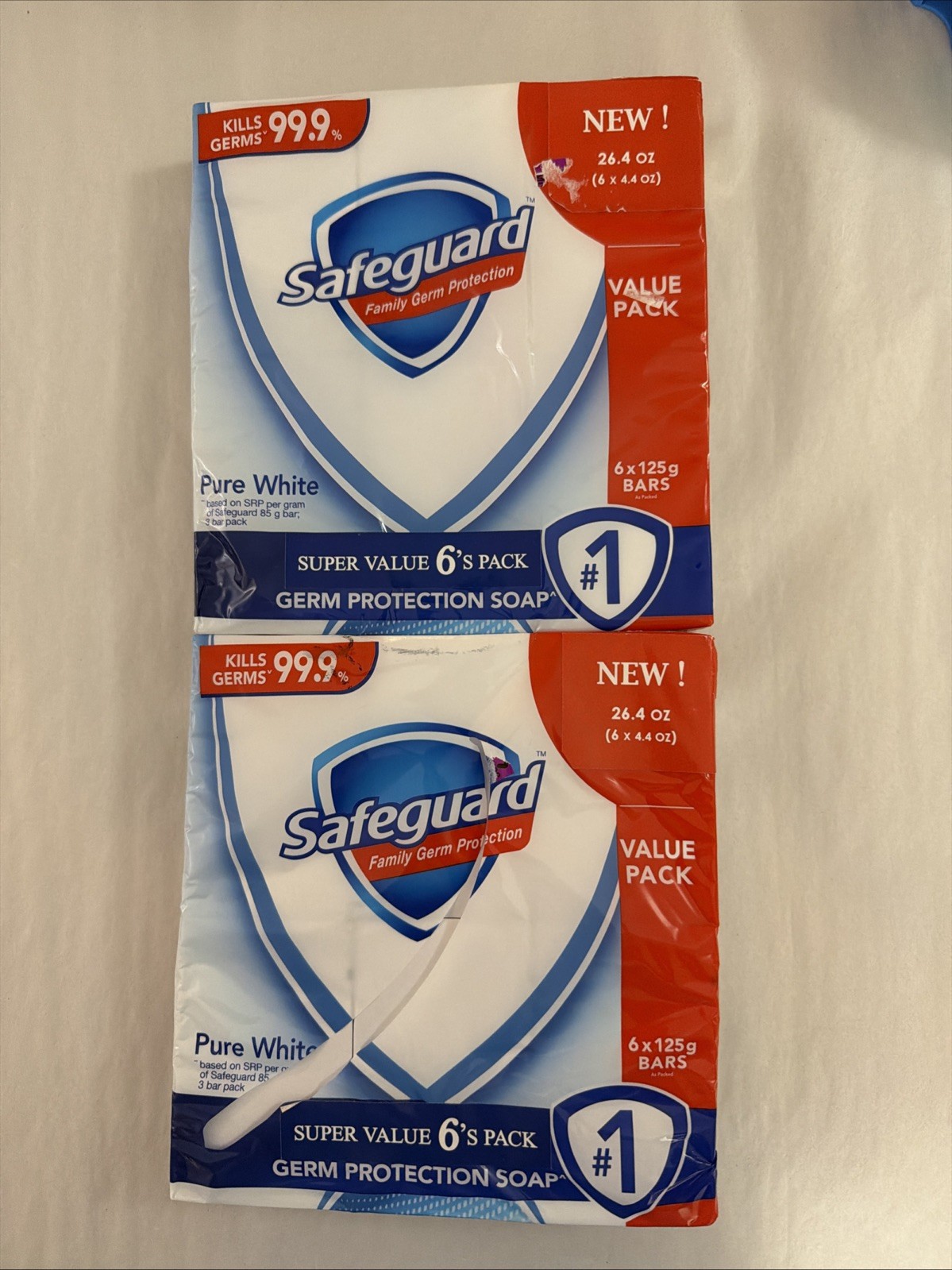 Safeguard Bar Soap Pure White NEW Lot of 2 6-Pack
