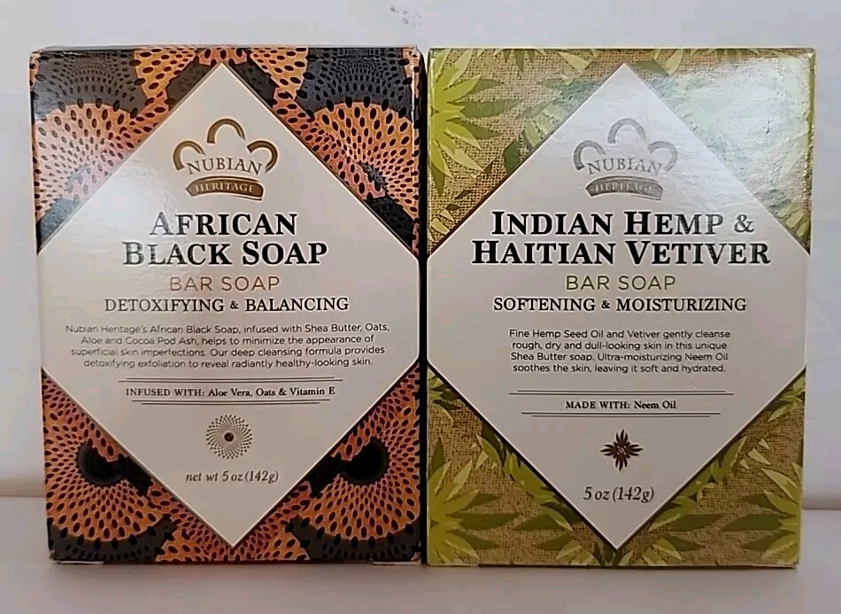 2 Nubian Heritage Haitian Vetiver & African Black Soap Moisturizing Bar 5oz