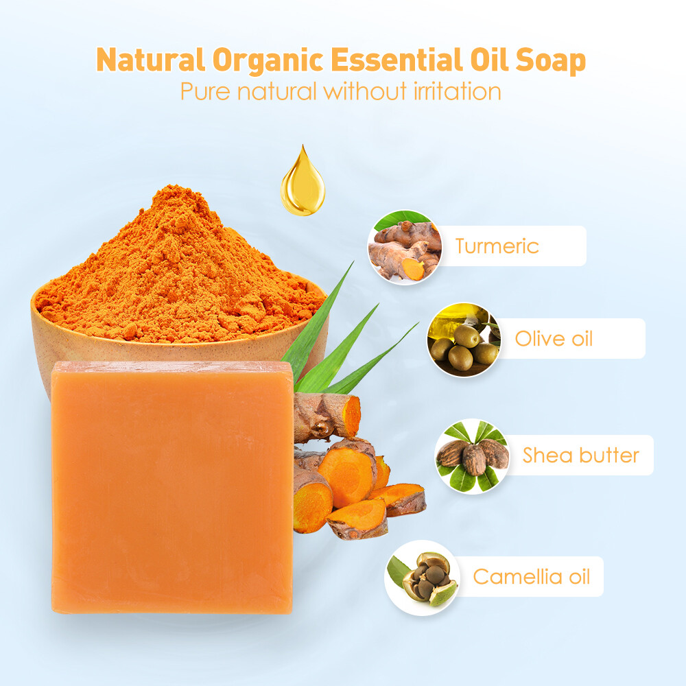 3/2Pcs Turmeric Soap Acne Dark Spots Removal Skin Whitening Body Bleaching Soaps
