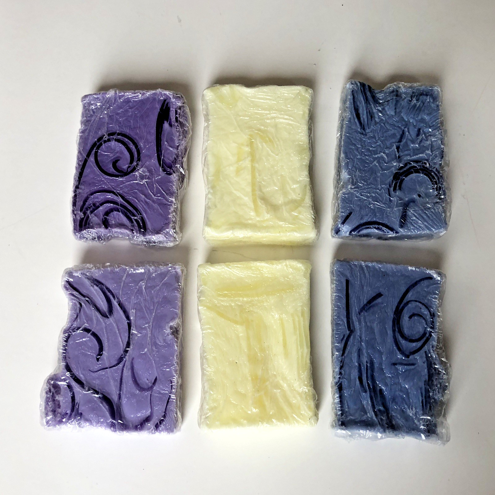 Lot of 6 Full Bars Scented Handmade Soap Swirl Design 3 Colors Homemade