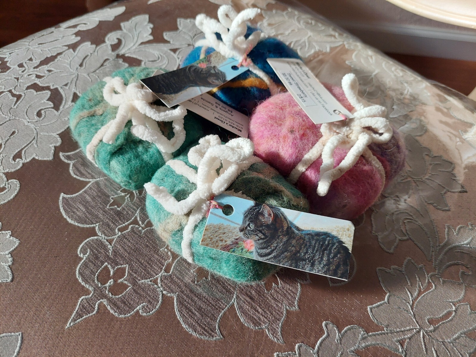 Lot Of 4 Felted Wool Soap Hand Made In USA Multicolor.Mischu’s Closet”
