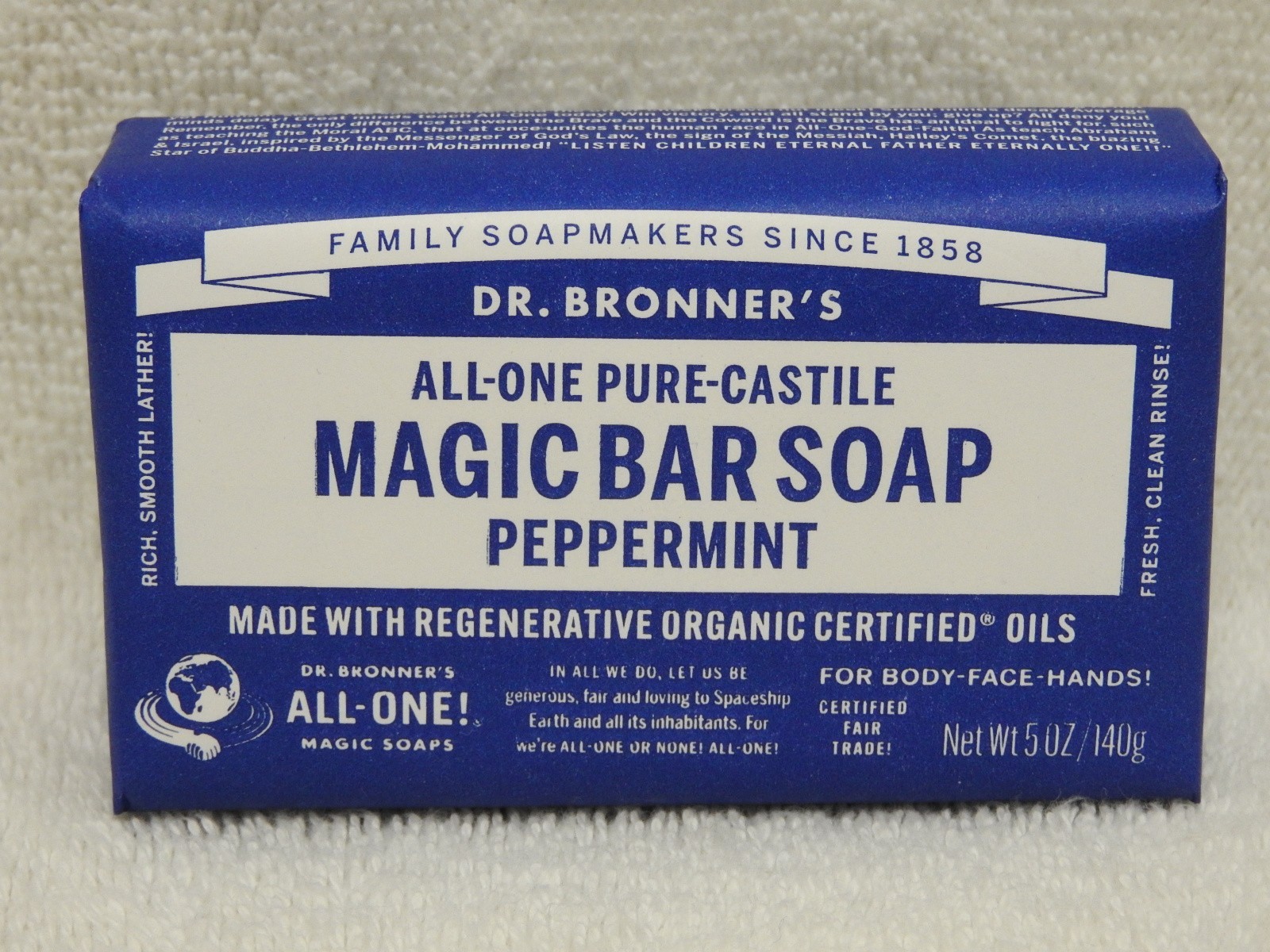 Dr. Bronner’s Magic Bar Soap Hemp-Peppermint Pure Castile 5oz. 140g 👀*……..