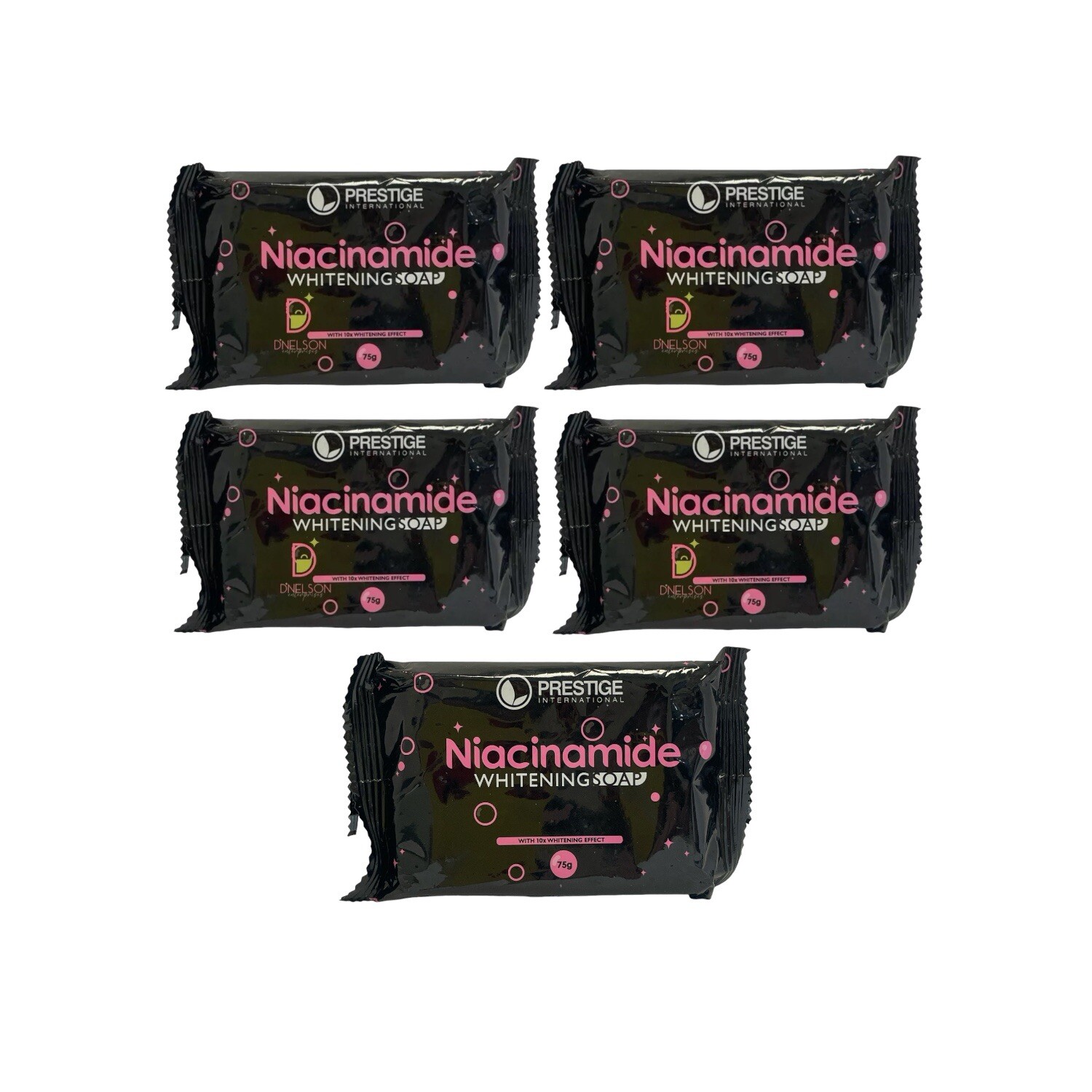 5 Bars Prestige International Niacinamide Whitening Soap, 75g Each
