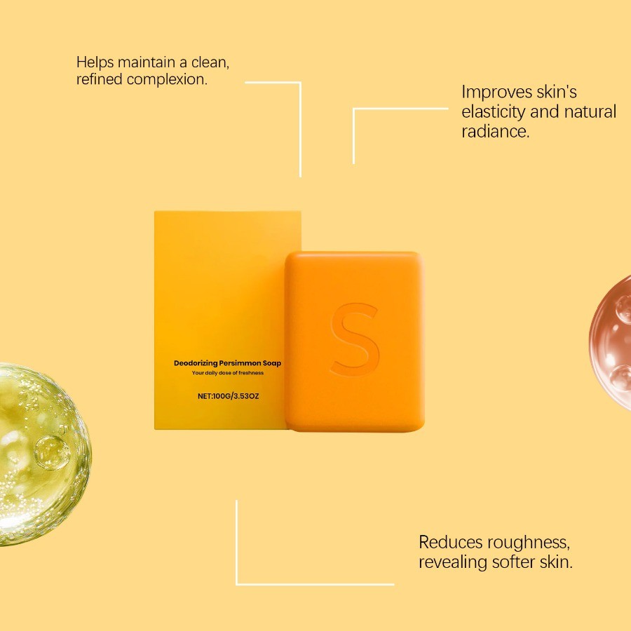 1-5PC Swarva Persimmon Soap Bar Body Odor Control Deodorant Soap for Men & Women